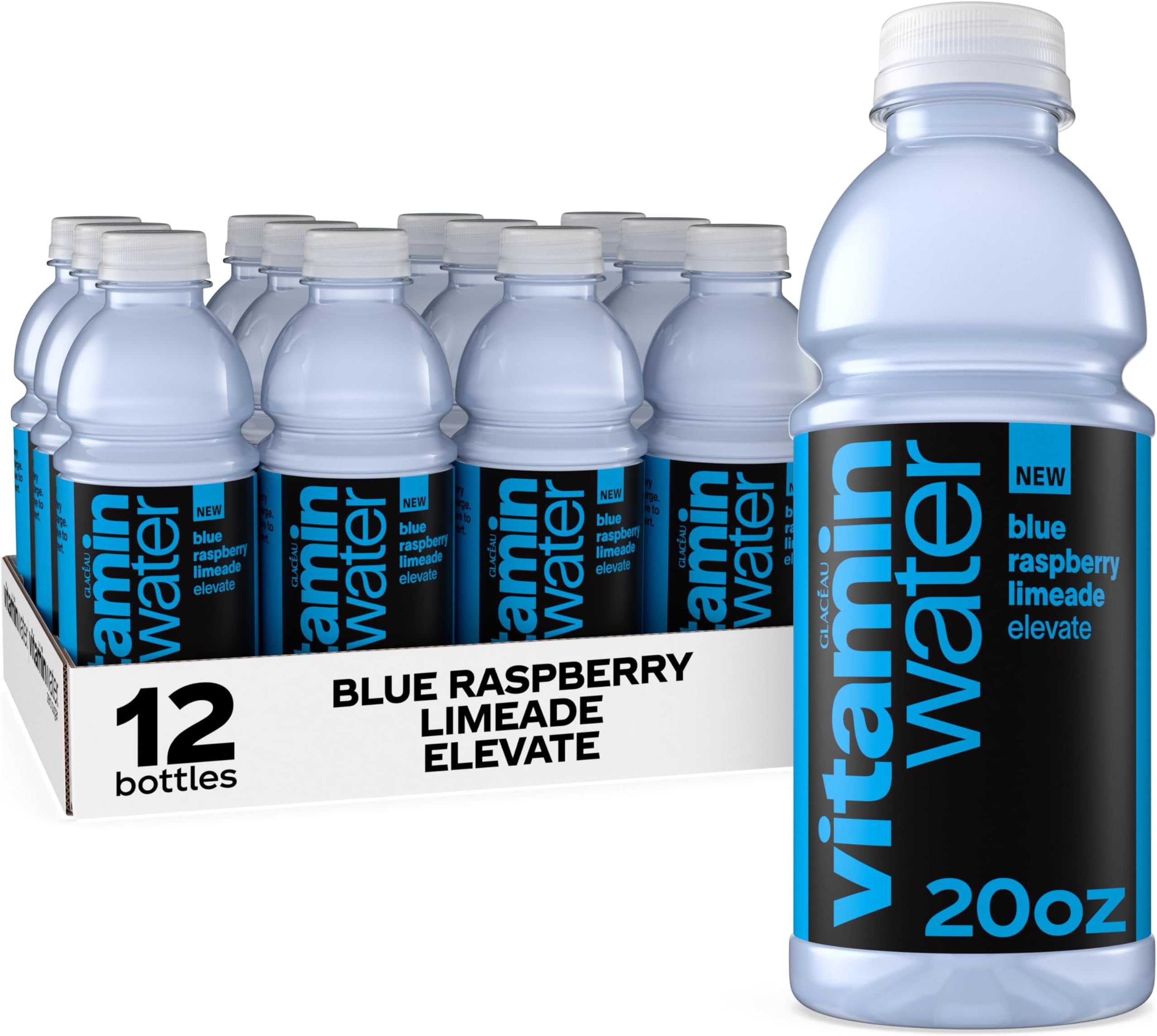 vitaminwater Blue Raspberry Limeade Elevate Nutrient Enhanced Water Beverage 20 oz. 12 pack