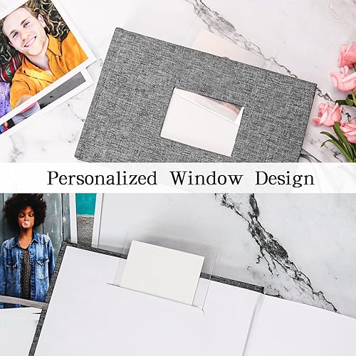 Miniatura 8 de Vienrose Álbum de fotos de 4 x 6 pulgadas, 100 fotos, cubierta de marco de lino con áreas de notas, libro de fotos de gran capacidad, libro de fotos