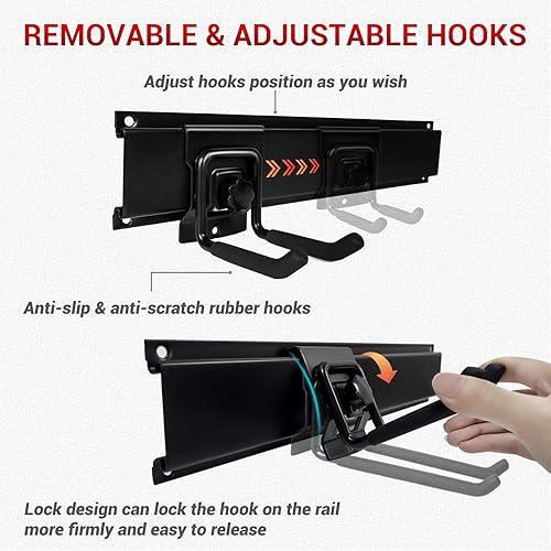 Miniatura 3 de LADER Organización de garaje ajustable de 48 pulgadas, 13 piezas de organizador de herramientas de garaje para montaje en pared, estantería de