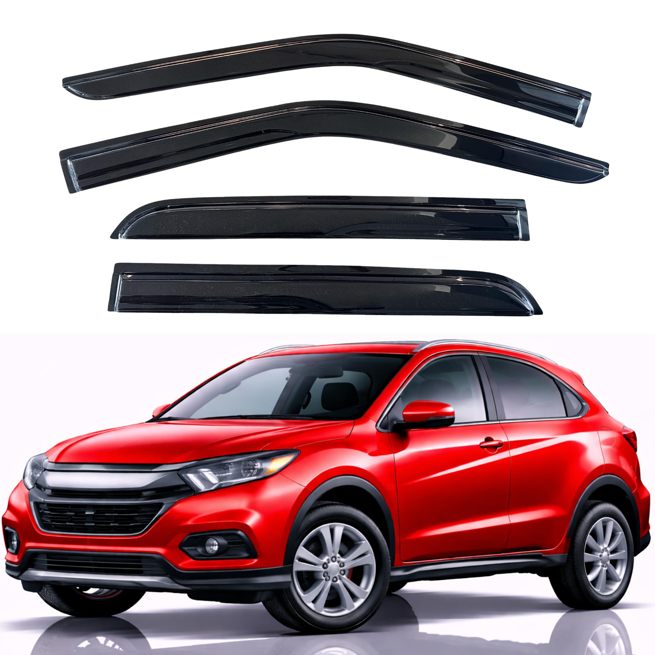 KPY Rain Guards Fit for 2016-2022 Honda HRV, Out-Channel Window Visors Vent Wind Deflectors 4PC, Car Accessories for 16-22 HR-V