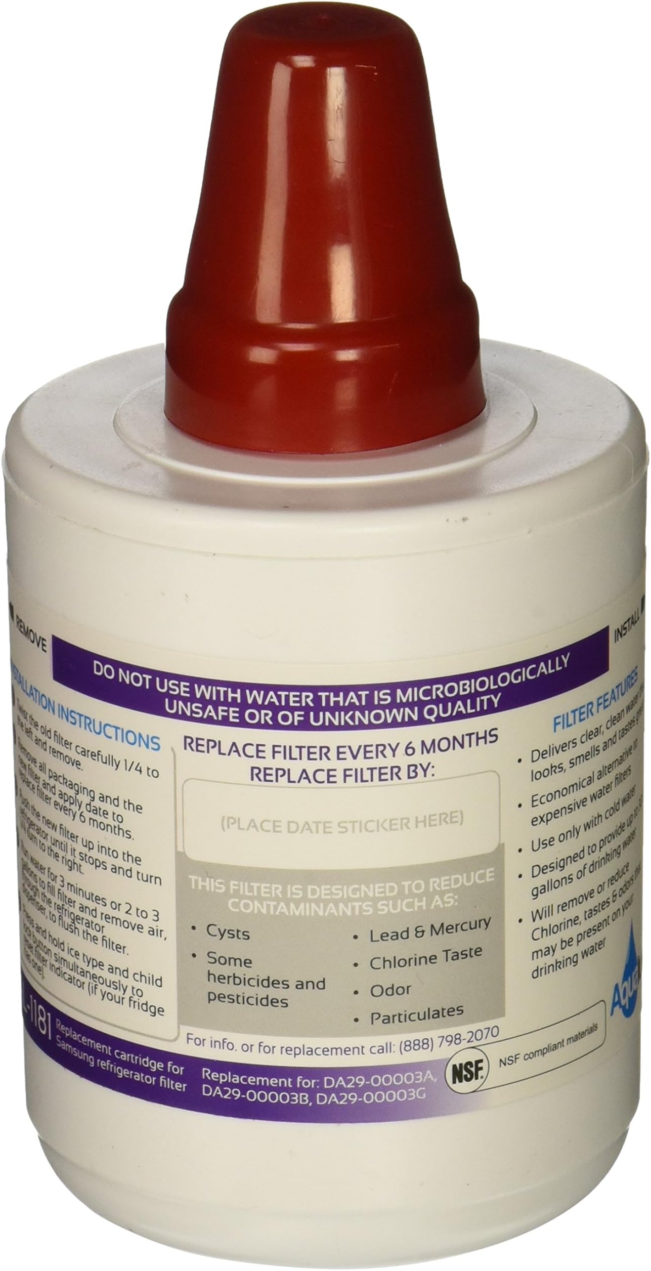 Replacement filter compatible with Samsung Aqua-Pure Refrigerator Water Filter DA29-00003A DA29-00003B "See the pictures for Exxact Fitting"