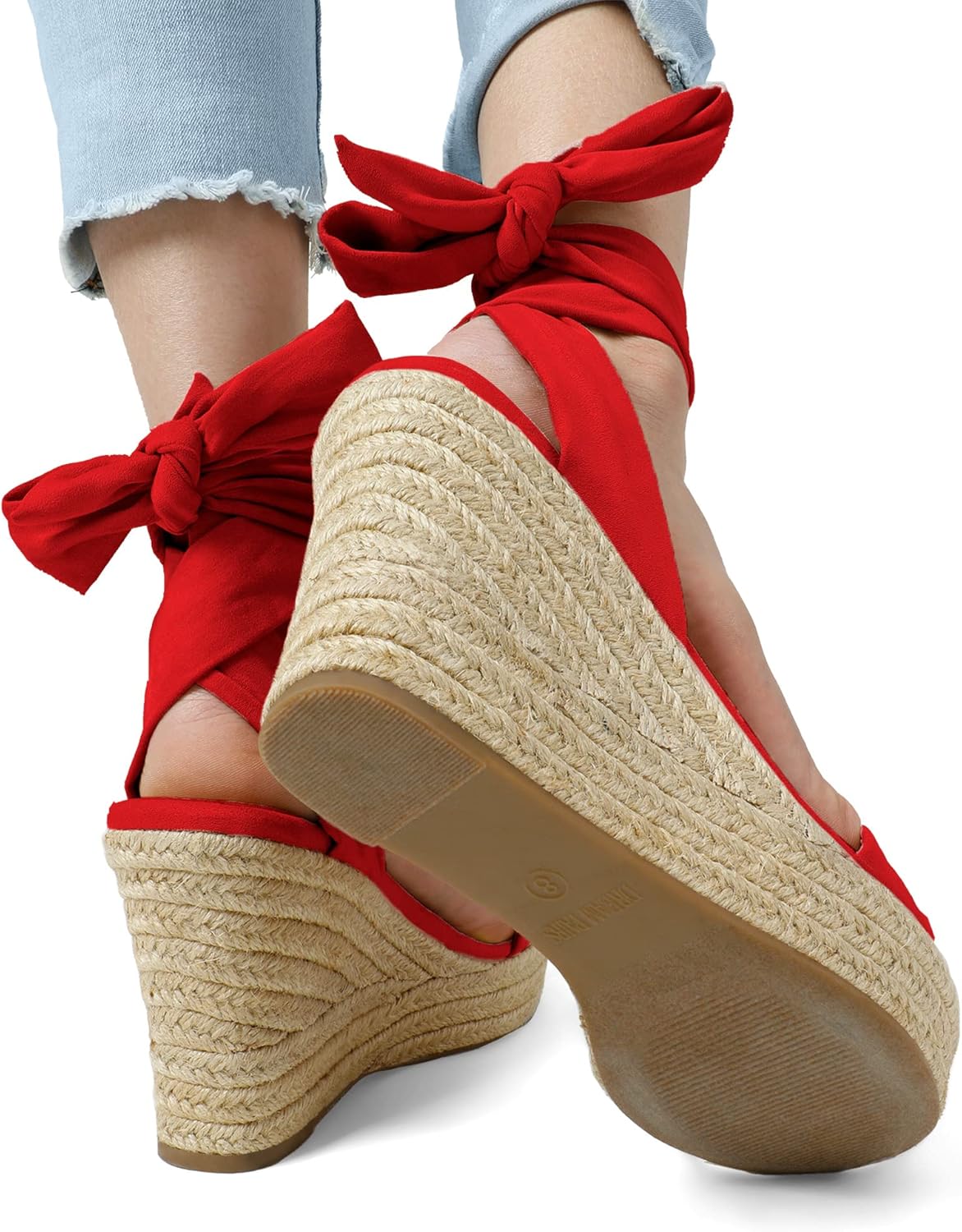 DREAM PAIRS Womens Open Toe Espadrilles Wedges Tie Lace Up Cute Ankle Strap Platform Sandals Dressy Shoes - Image 5