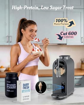 Alcarin 2 in 1 Slushie Machine & Soft Serve Ice Cream Maker Machine | No Ice Needed, 8 Pre Sets, Frozen Drink, Protein Ice Cream, Milkshake, Frappe, Spiked, Sorbet, More for Homemade Frozen Treat