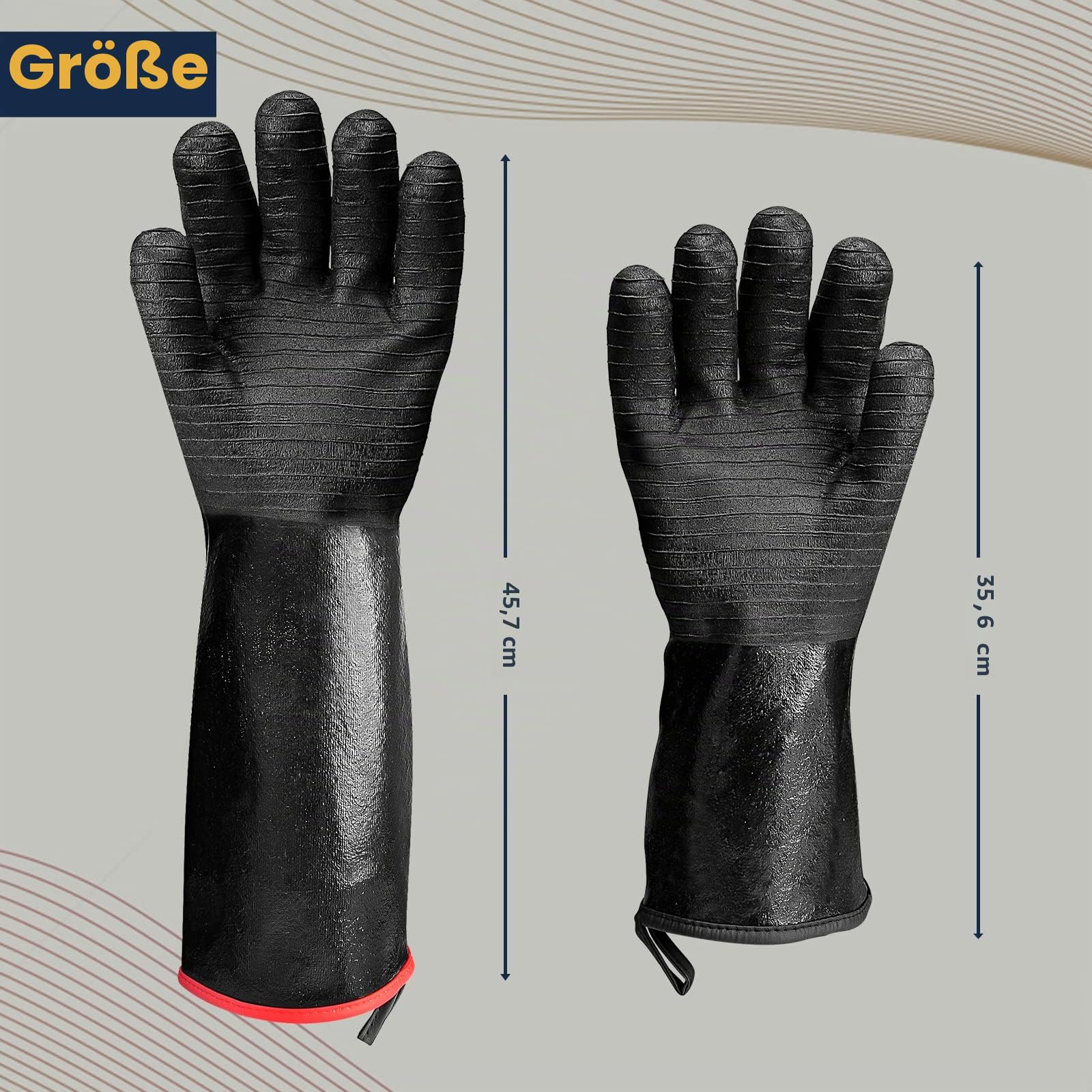GEEKHOM 45CM Grillhandschuhe Hitzebeständig Extra Lang, Grill Zubehör Feuerfeste Handschuhe Bis 500°C, Ofenhandschuhe Topfhandschuhe Backhandschuh Topflappen Handschuh Für, Kochen, Backen& Grillen