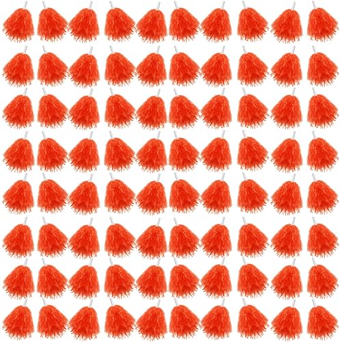 Meooeck 80 Pcs Cheerleading Pom Poms Sports Dance Spirit Cheer Pompoms with Handles Plastic Cheerleader Stuff for End of Year Grduation Party Sport Game Gymnastics Team Dance Club