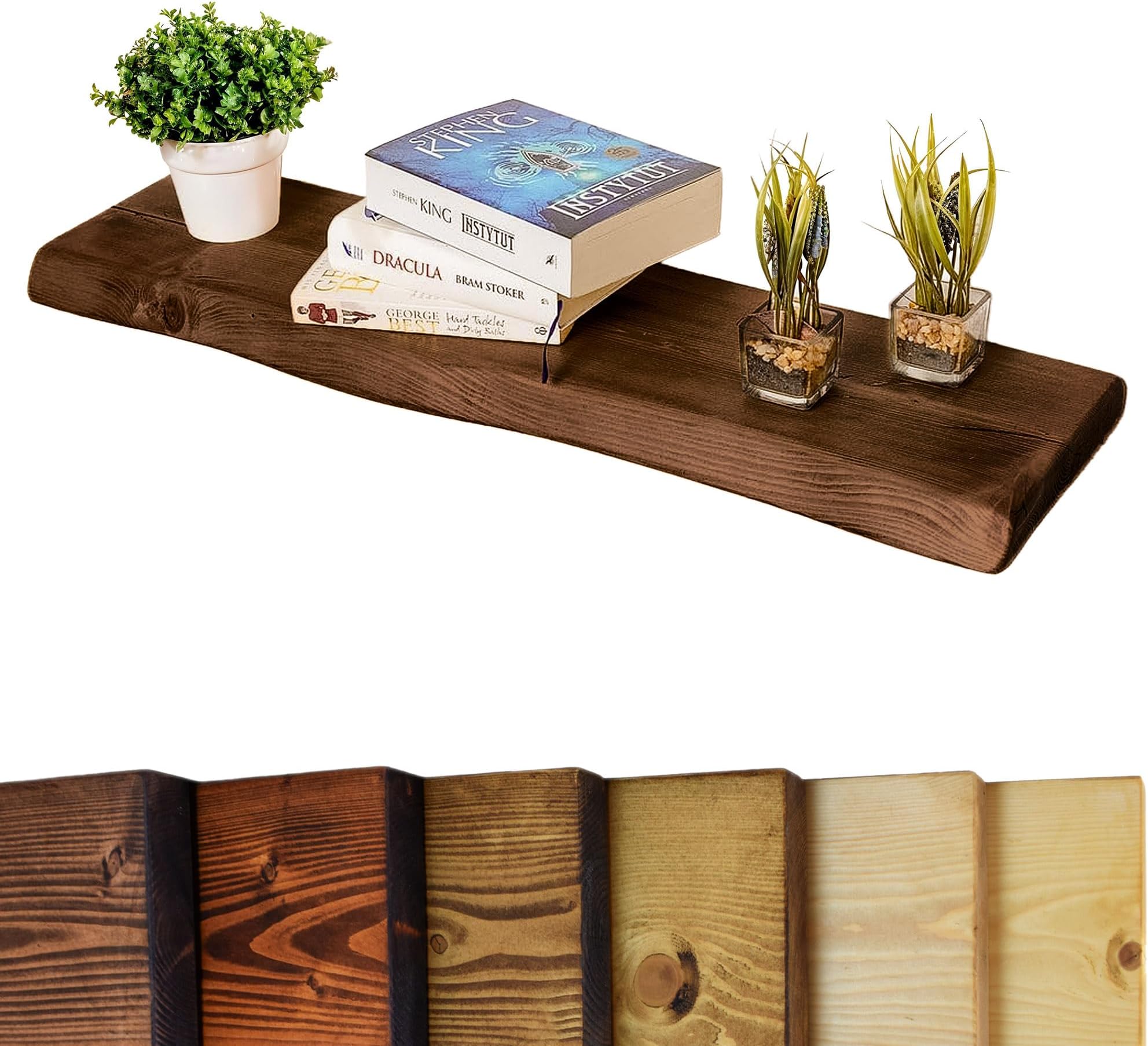 Live Edge Chunky Rustic Floating Shelf 6x1.5, Walnut, 35 inch