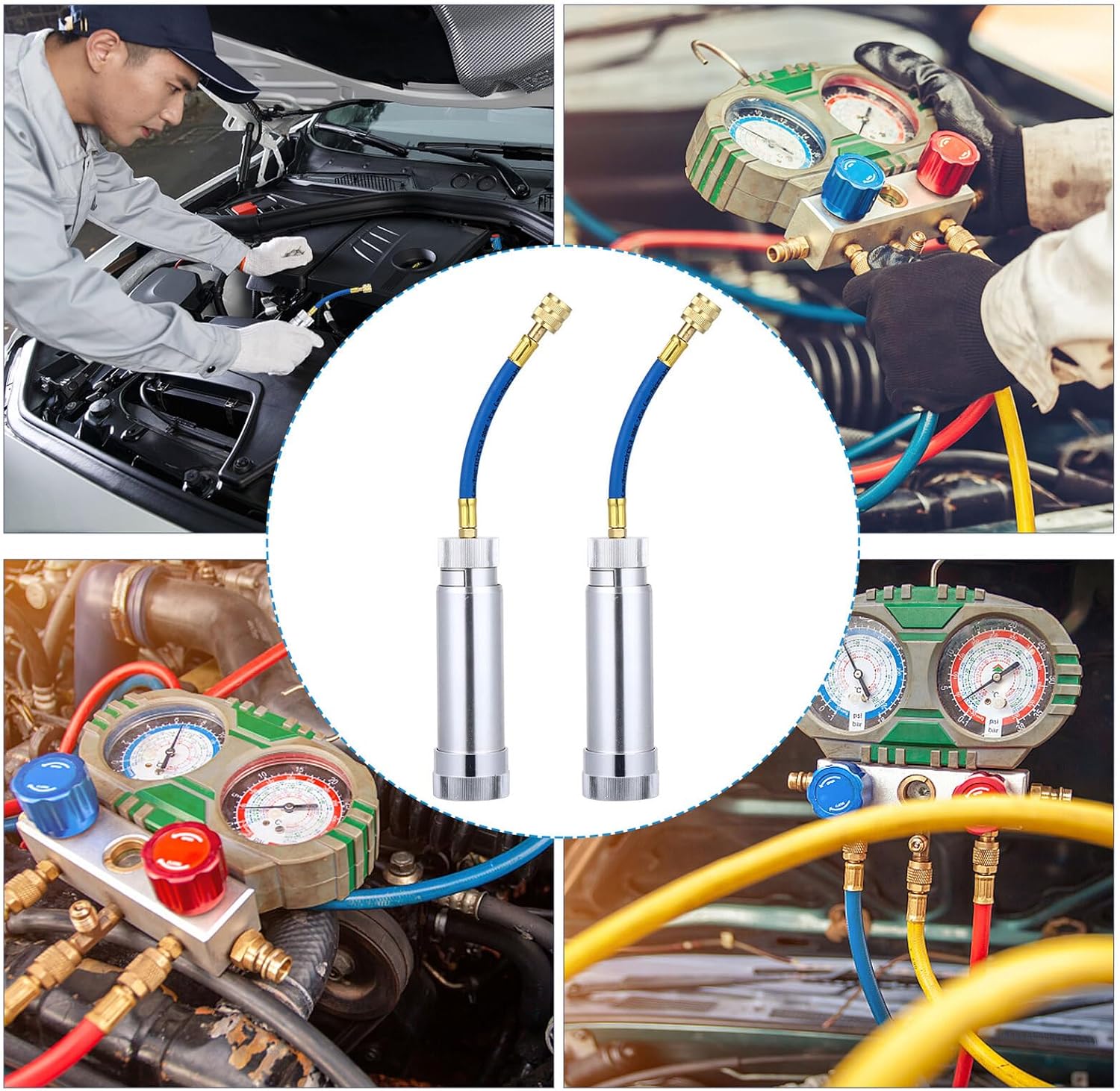 Oil Dye Injector Tool Hand-Press System A/c Oil Filling Tube with Fluorescent Dye for Automotive Ac Maintenance