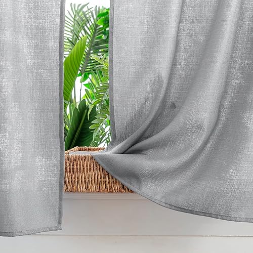 Miniatura 103 de Yancorp Khaki Kitchen Tier Curtains - 36 Inch Linen Textured Short Farmhouse Cafe Curtains for Small Windows in Bathroom or Laundry Room