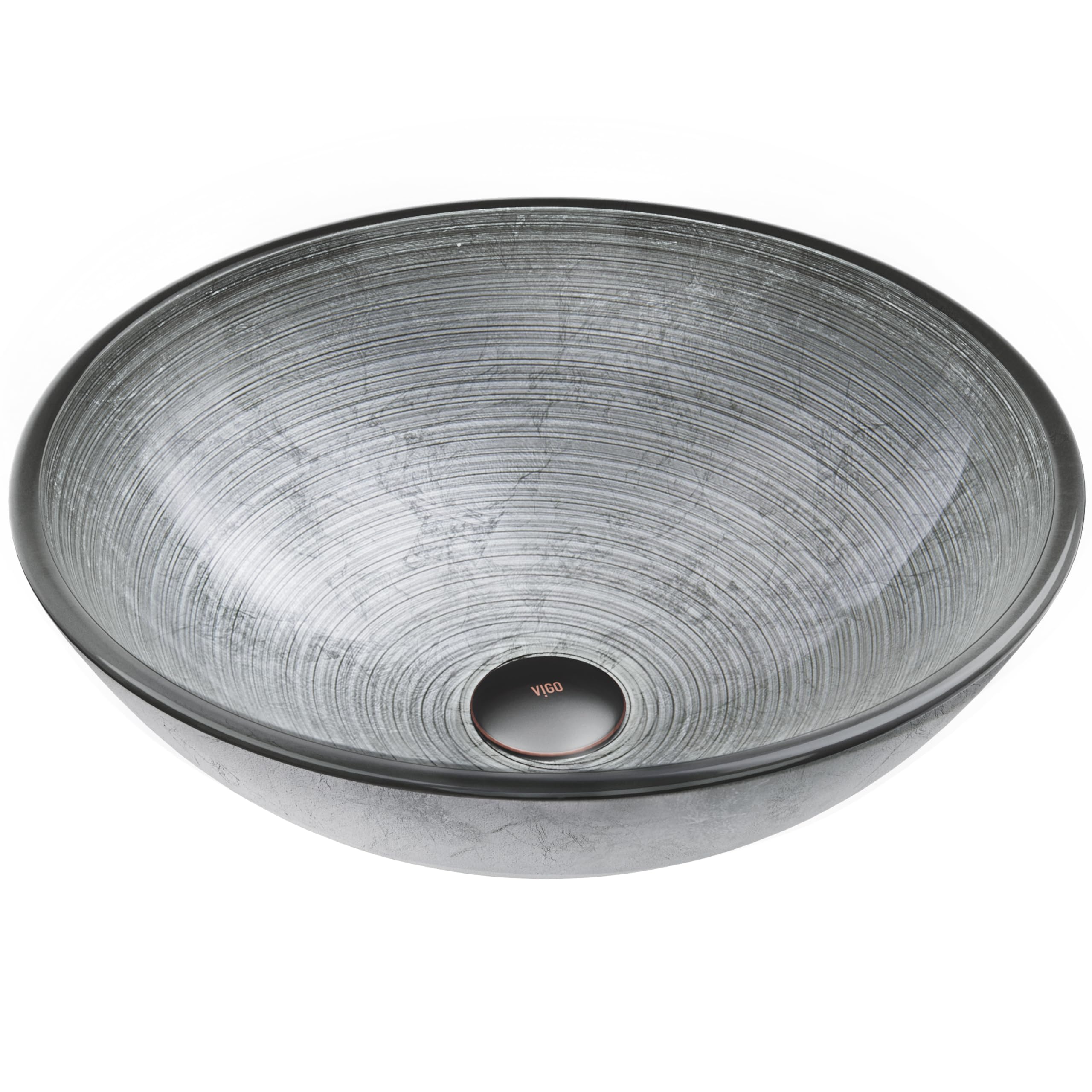 VIGO VG07053 16.5" -16.5" W -5.5" H Handmade Glass Round Vessel Bathroom Sink in Simply Silver Finish