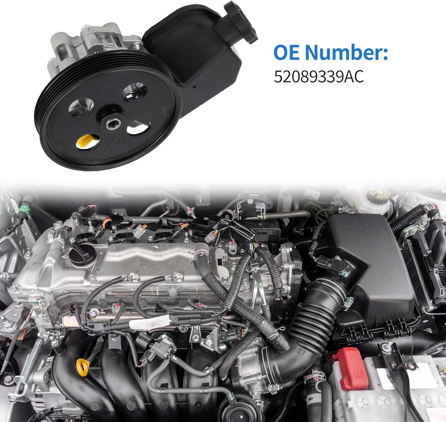 Power Steering Pump W/Pulley and Reservoir for Jeep Commander 3.7L & 4.7L 2006-2007 for Jeep Grand Cherokee 2005-2010 Power Assist Pump No.52089339AC