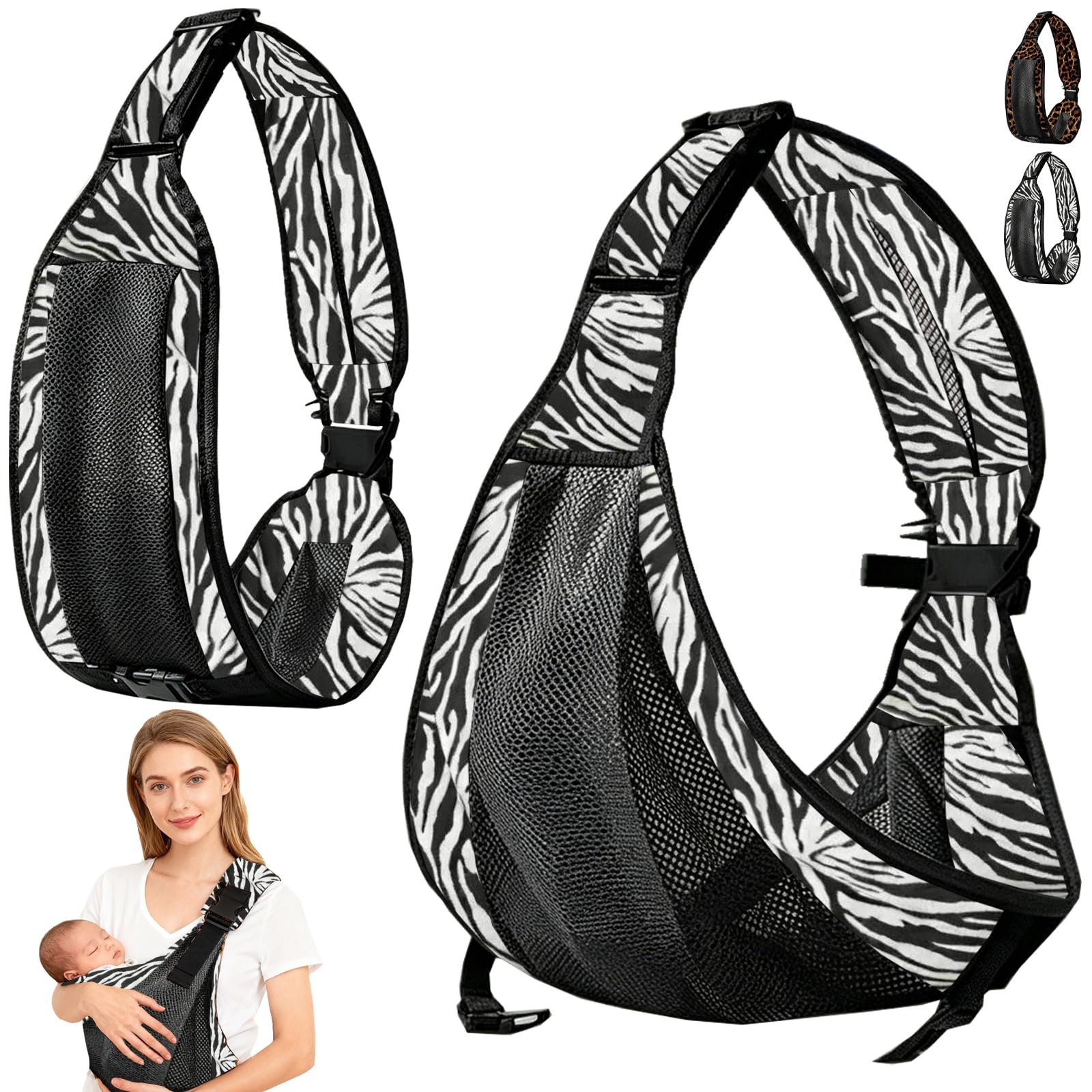 LUKIUP Portabebés para recién nacidos, tejido de malla, transpirable, ajustable, portabebés lateral, pañuelo ergonómico hasta 20 kg (H)