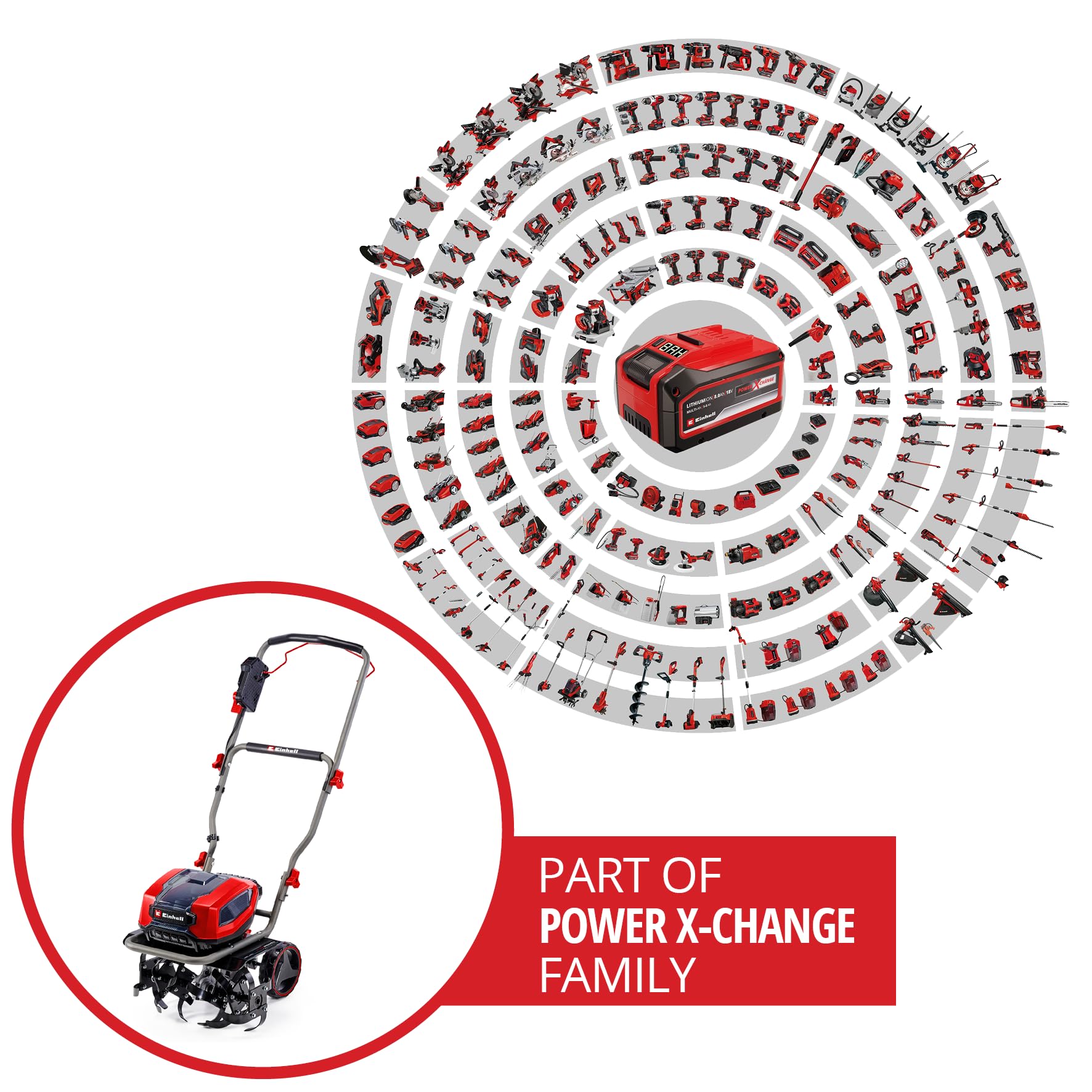 Einhell Akku-Bodenhacke GP-CR 36/45 Li E BL- Solo Power X-Change (36 V, Brushless, 45 cm Arbeitsbreite, 23 cm Arbeitstiefe, höhenverstellbare Räder, ohne Akku)