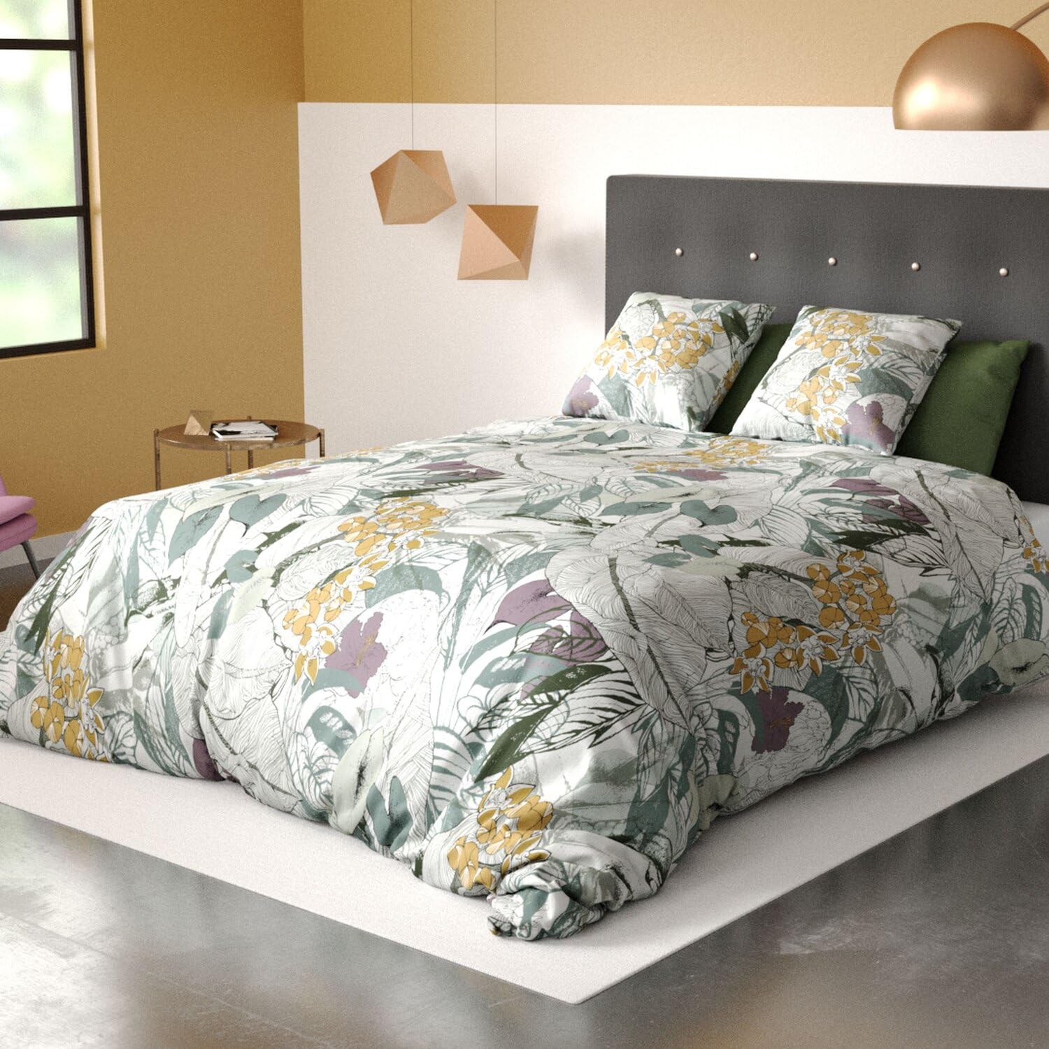 Parure de lit Bio Zelia Les Ateliers du Linge avec housse de couette imprimée 240x220 cm