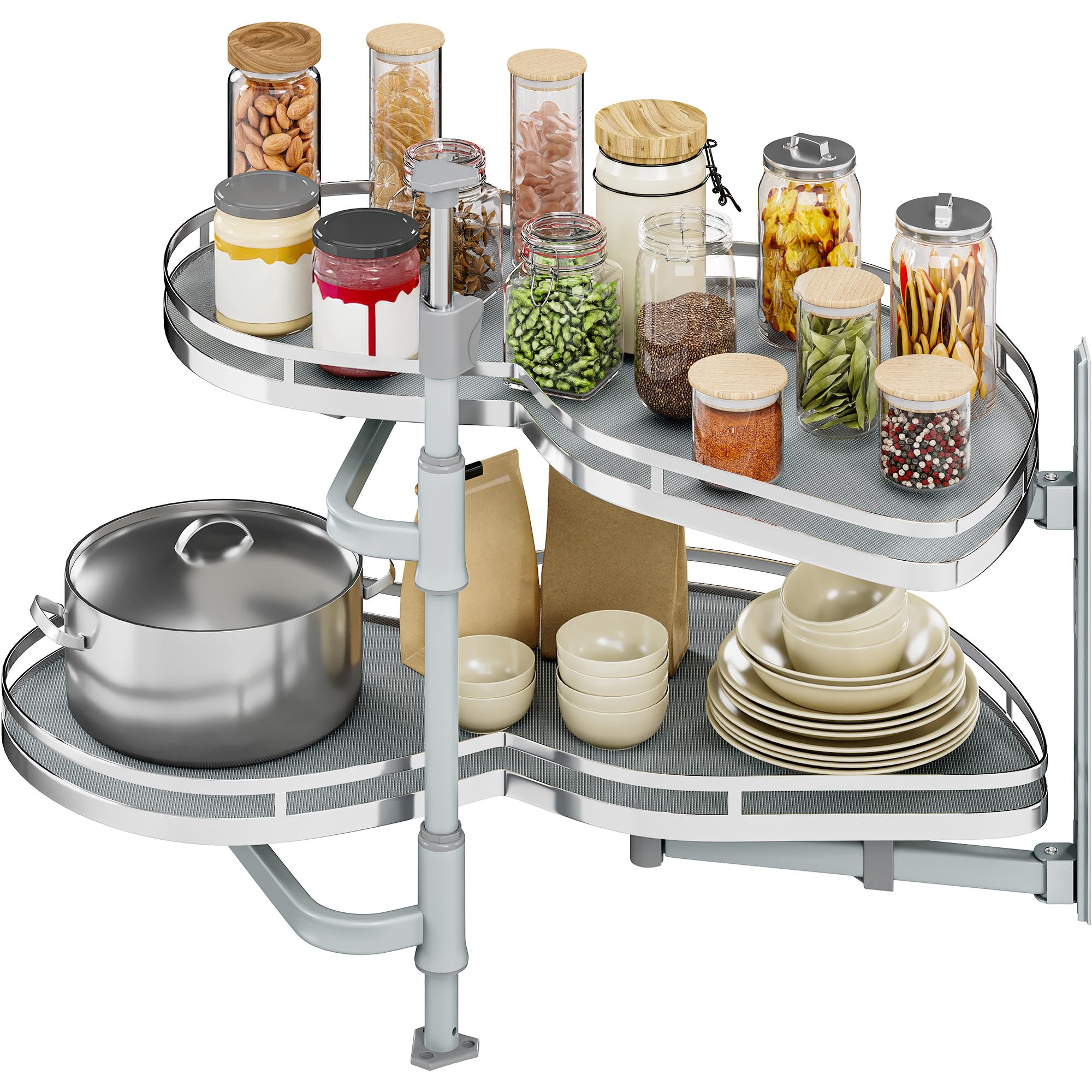 YITAHOME Blind Corner Cabinet Pull Out Organizer, Right Swing Soft-Close Swing-Out Cabinet Organizer with Adjustable Height, 2-Tier 32" Corner Cabinet