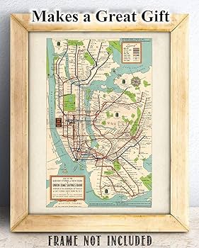 Amazon.com: Vintage 1948 New York City Subway Map 11x14 Unframed