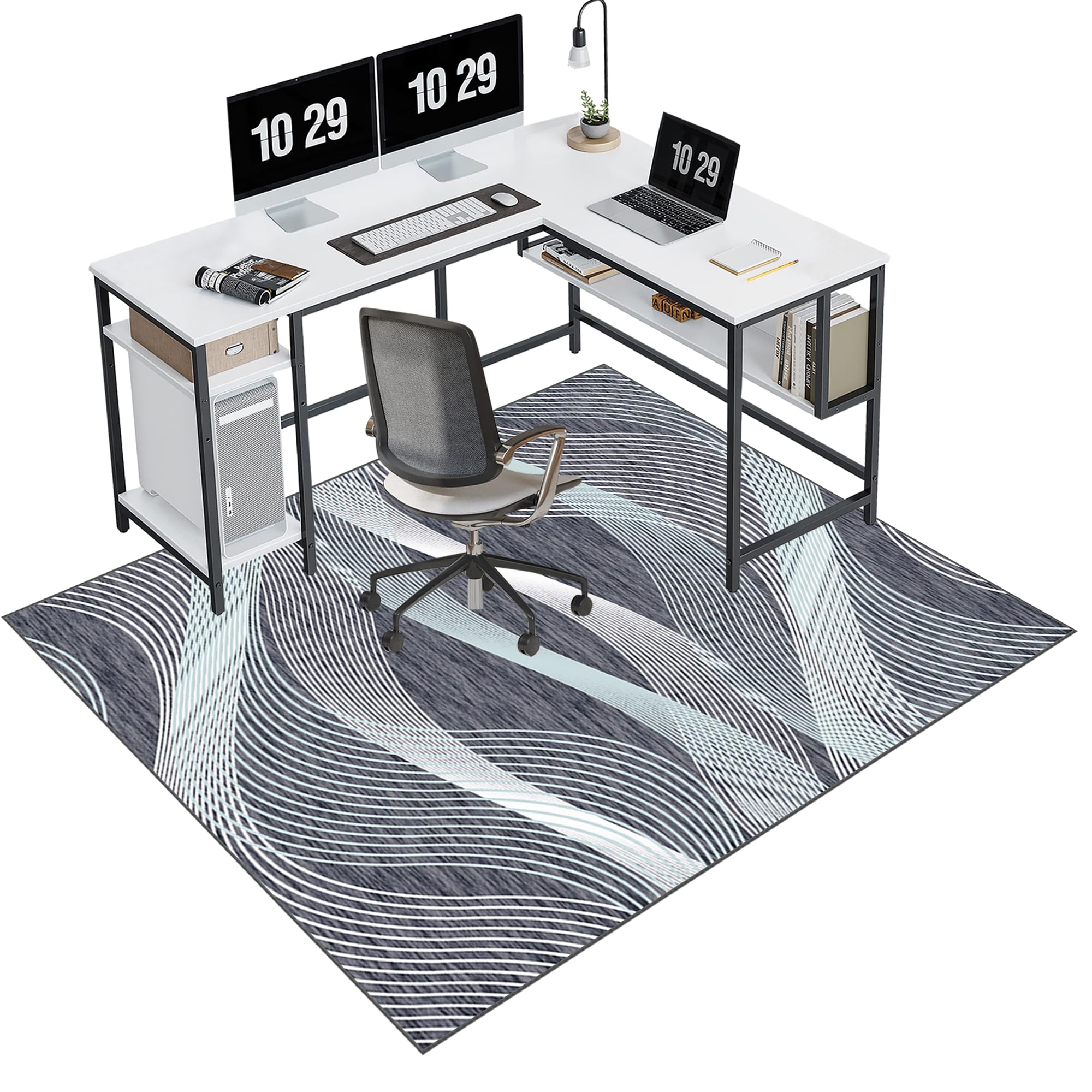 EYKWKB Office Chair Mat for Hardwood Floor, Desk Chair Mat for Carpeted Floors, Gaming Rug, Home Office Gaming Chair Mat, Carpet Protector Floor Mat, Floor Protector for Rolling Chair 100 x 120 cm