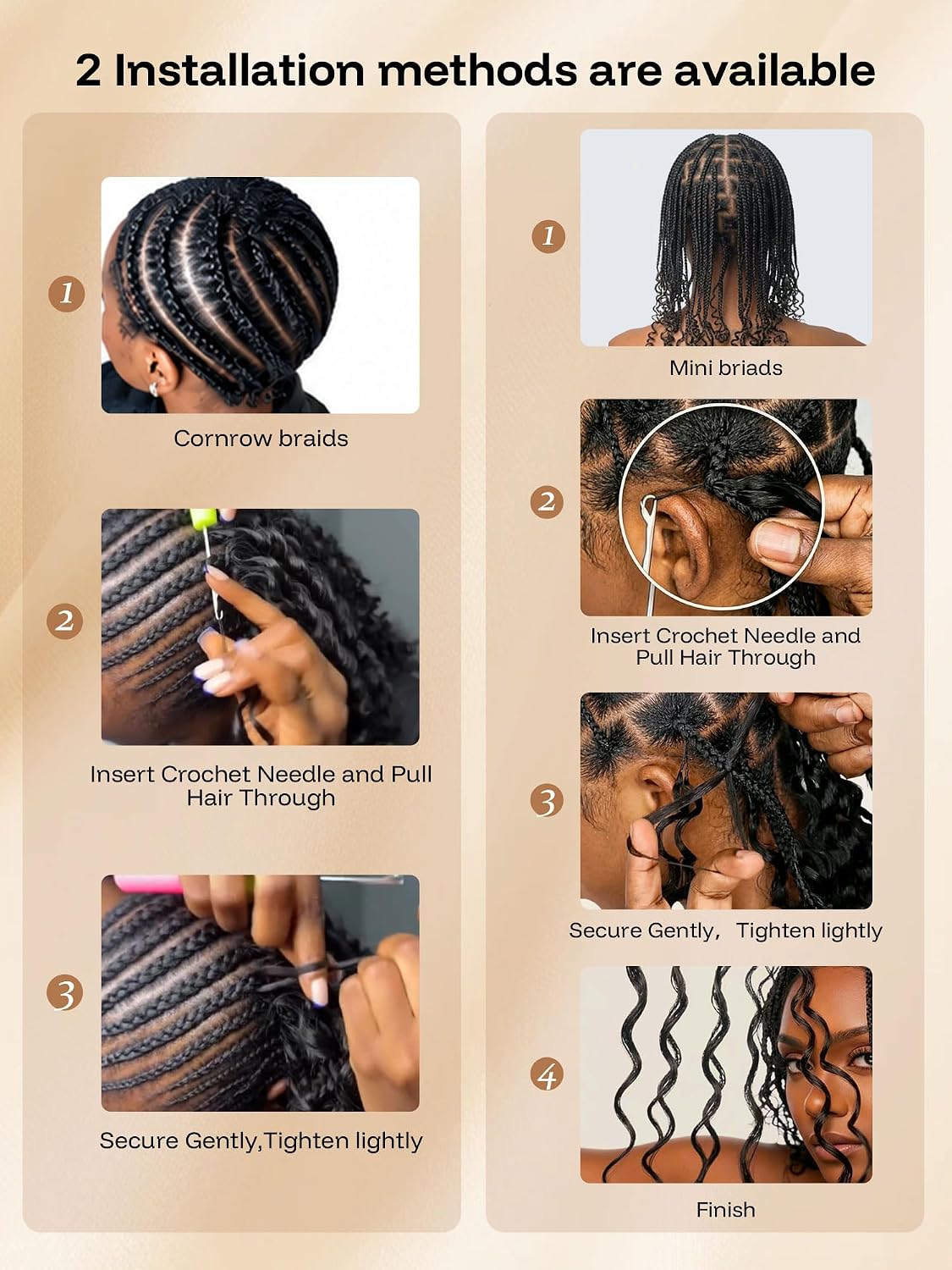 Miracle Knots Crochet Human Hair for Women 16 Inch Deep wave Feather Crochet Human Hair Bundles Pre-Separated Invisible Curly Hair Extensions（Natural Black 50g ）