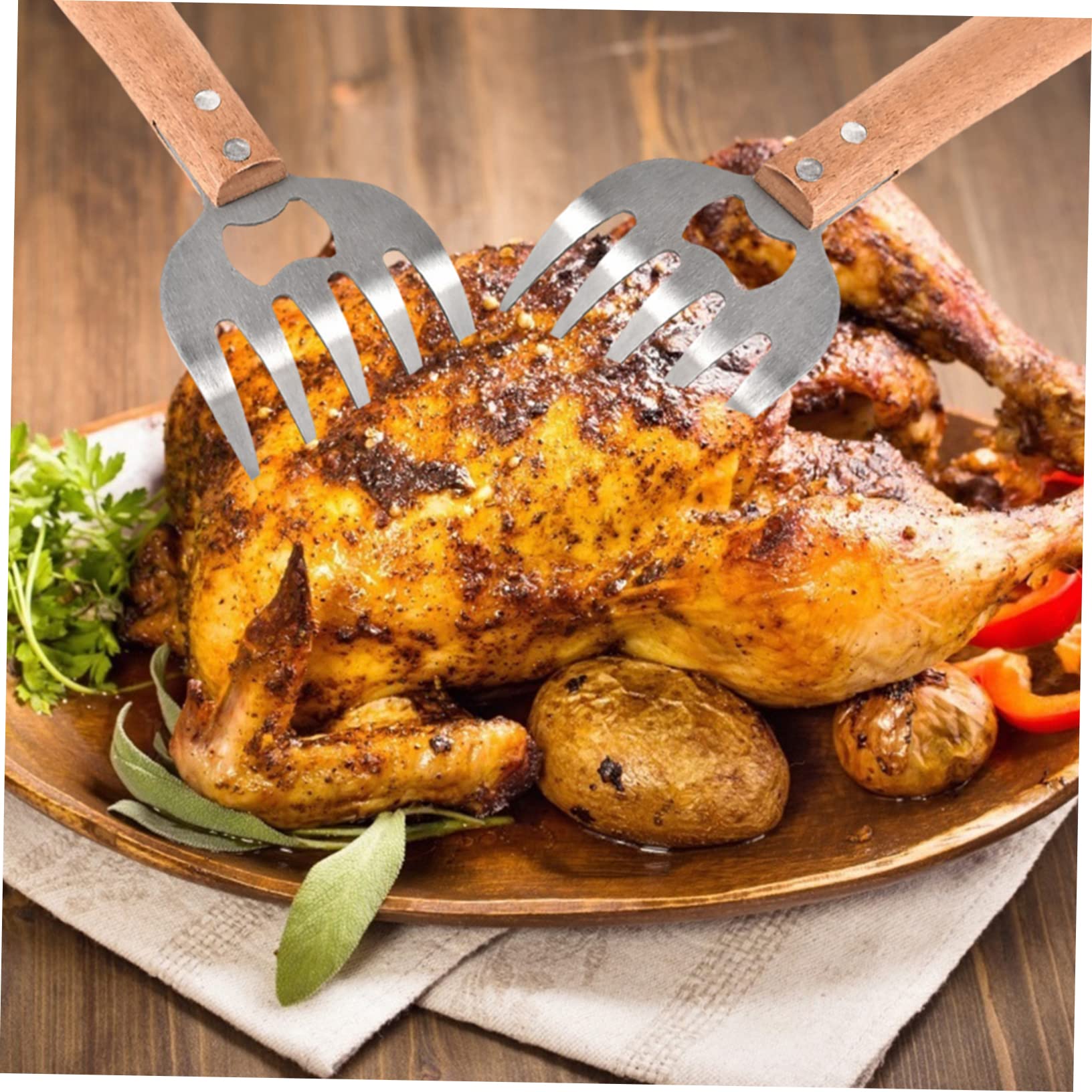 SOLUSTRE 2 pezzi per Carne Bbq per Strappare e e Maiale Utensili per Cucina Barbecue Inossidabile con Facile da Usare e Leggero per Grigliate All Aperto