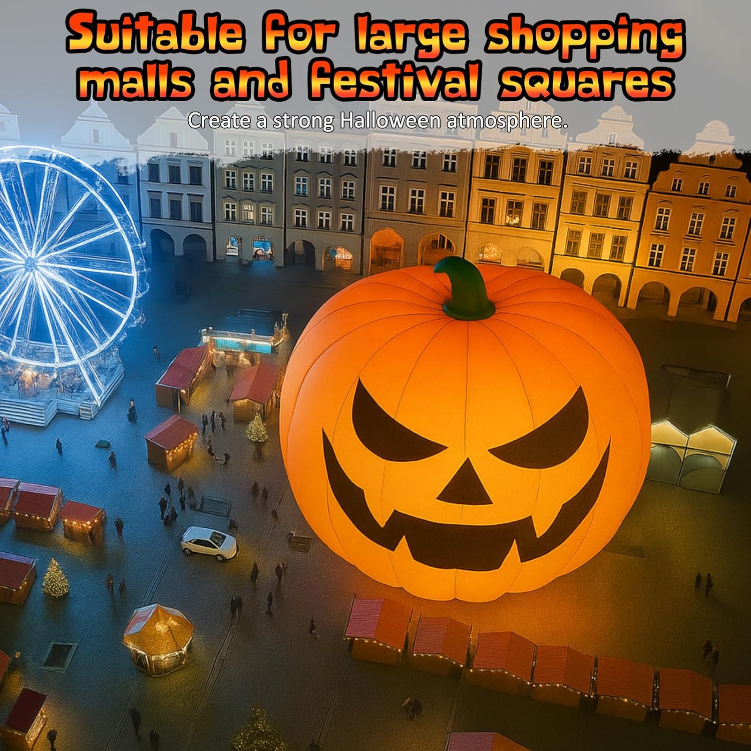 Leyndo 20Ft Giant Thanksgiving Inflatables Pumpkin Decorations Outdoor Extra Large Blow Up Pumpkin with Blower Built-in LED Lights for Party Yard Commercial Use Holiday Fall Festival Garden Lawn Decor
