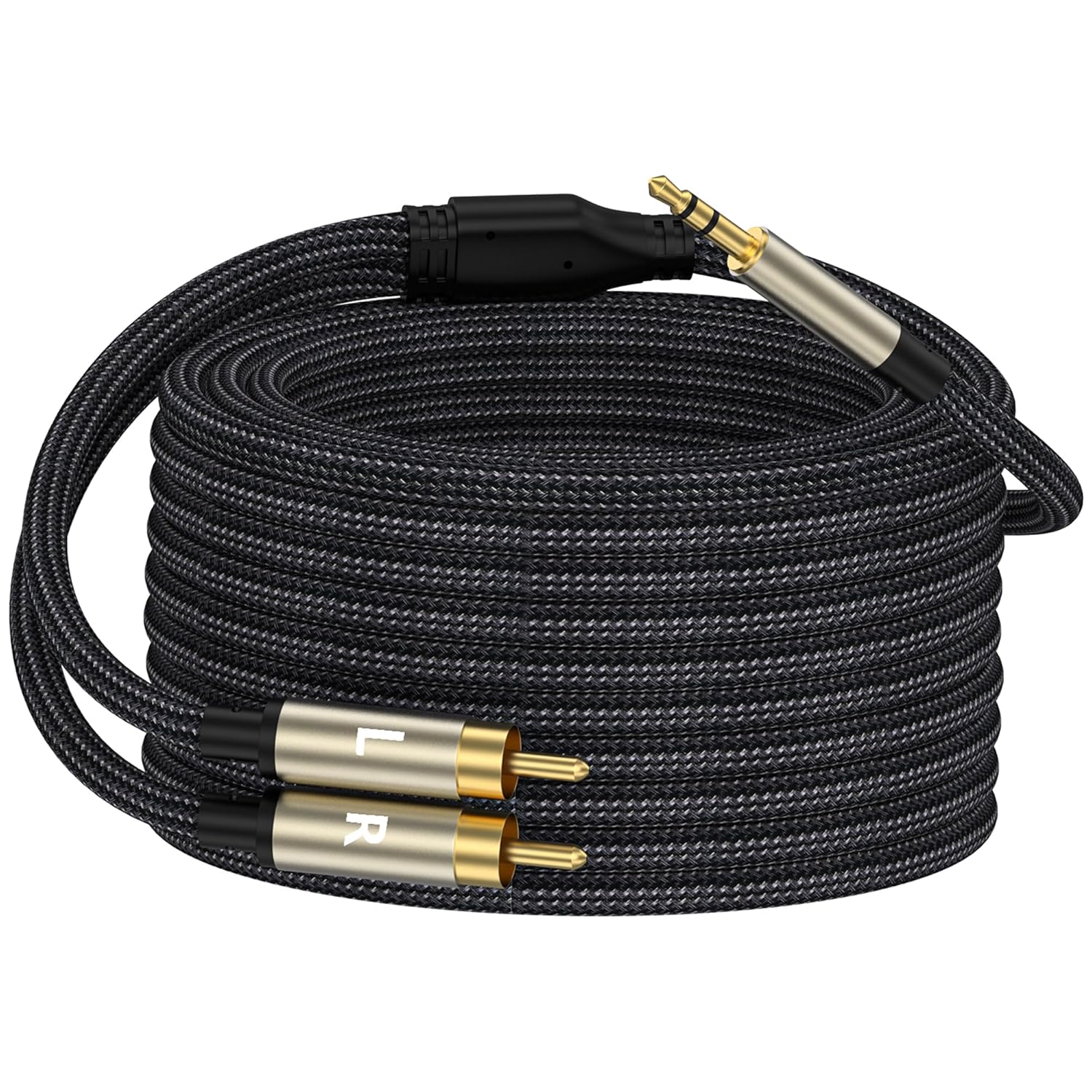 3.5mm to RCA Cable, 20FT RCA Male to Aux Audio Adapter HiFi Sound Headphone Jack Adapter Metal Shell RCA Y Splitter RCA Auxiliary Cord 1/8 to RCA Connector for Phone Speaker MP3 Tablet HDTV