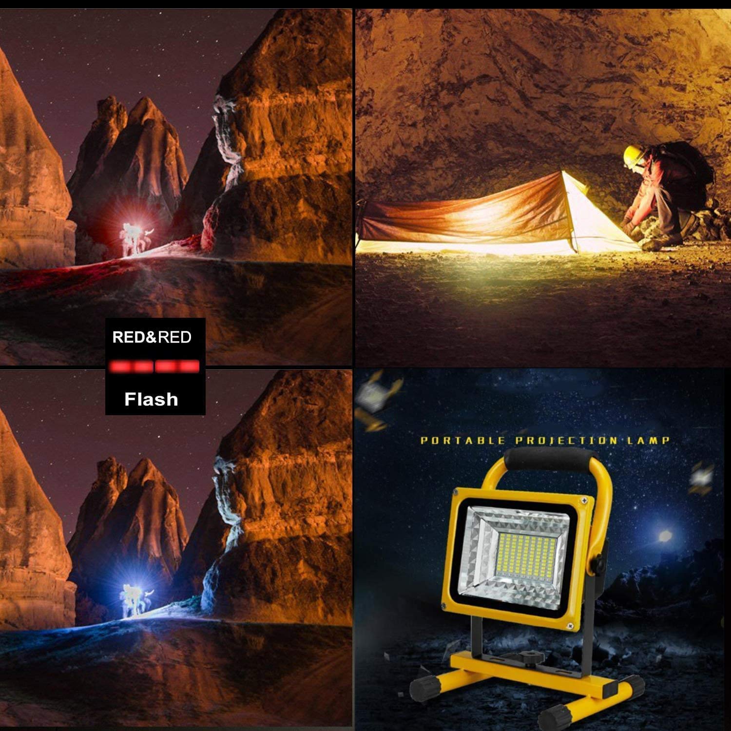 Luz de trabajo LED recargable, 400 W, luz de inundación inalámbrica portátil, batería de 15600 mAh, IP65 impermeable, control remoto, 6 modos regulables