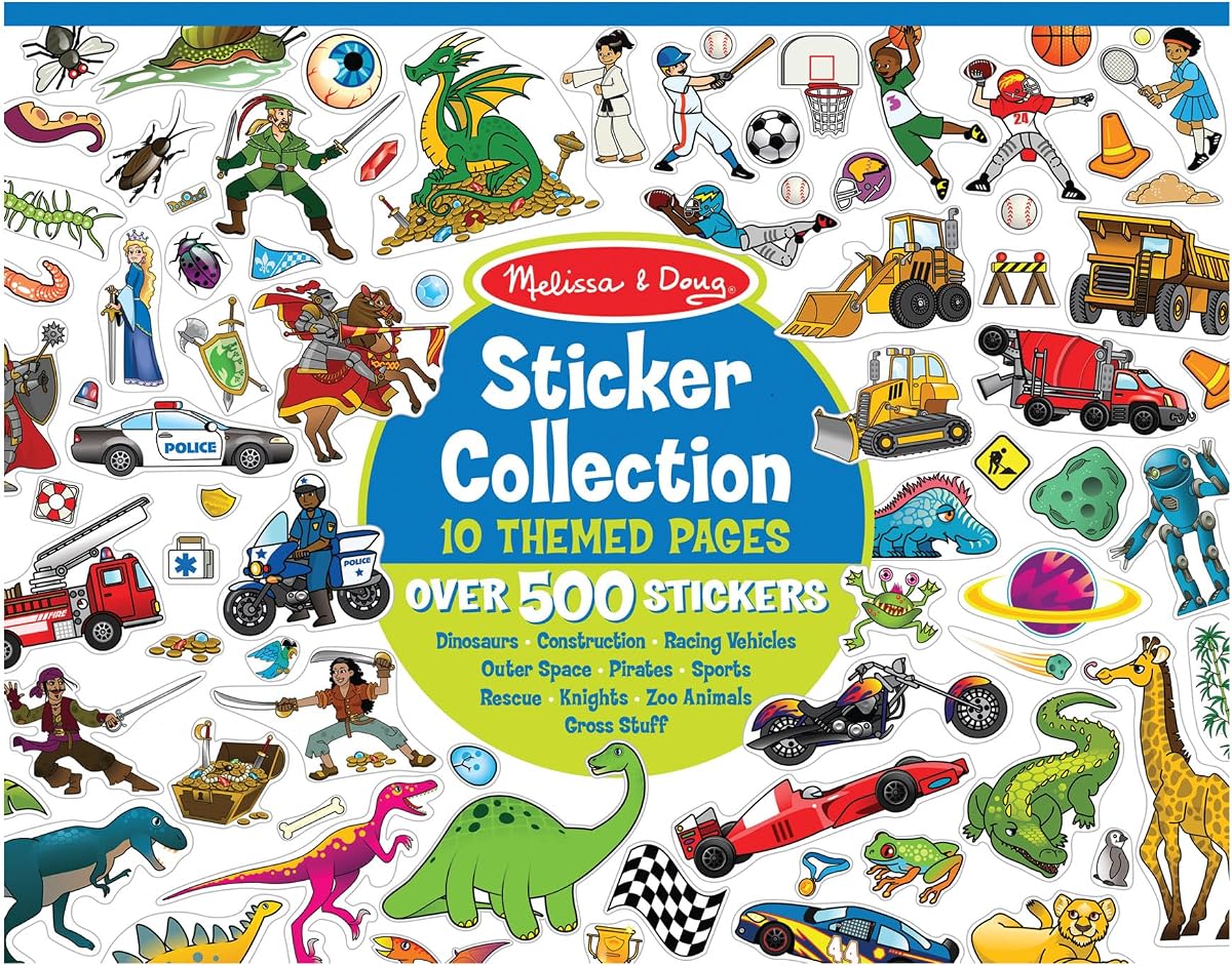 Sticker Collection Book: Dinosaurs, Vehicles, Space, and More - 500+ Stickers - FSC Certified