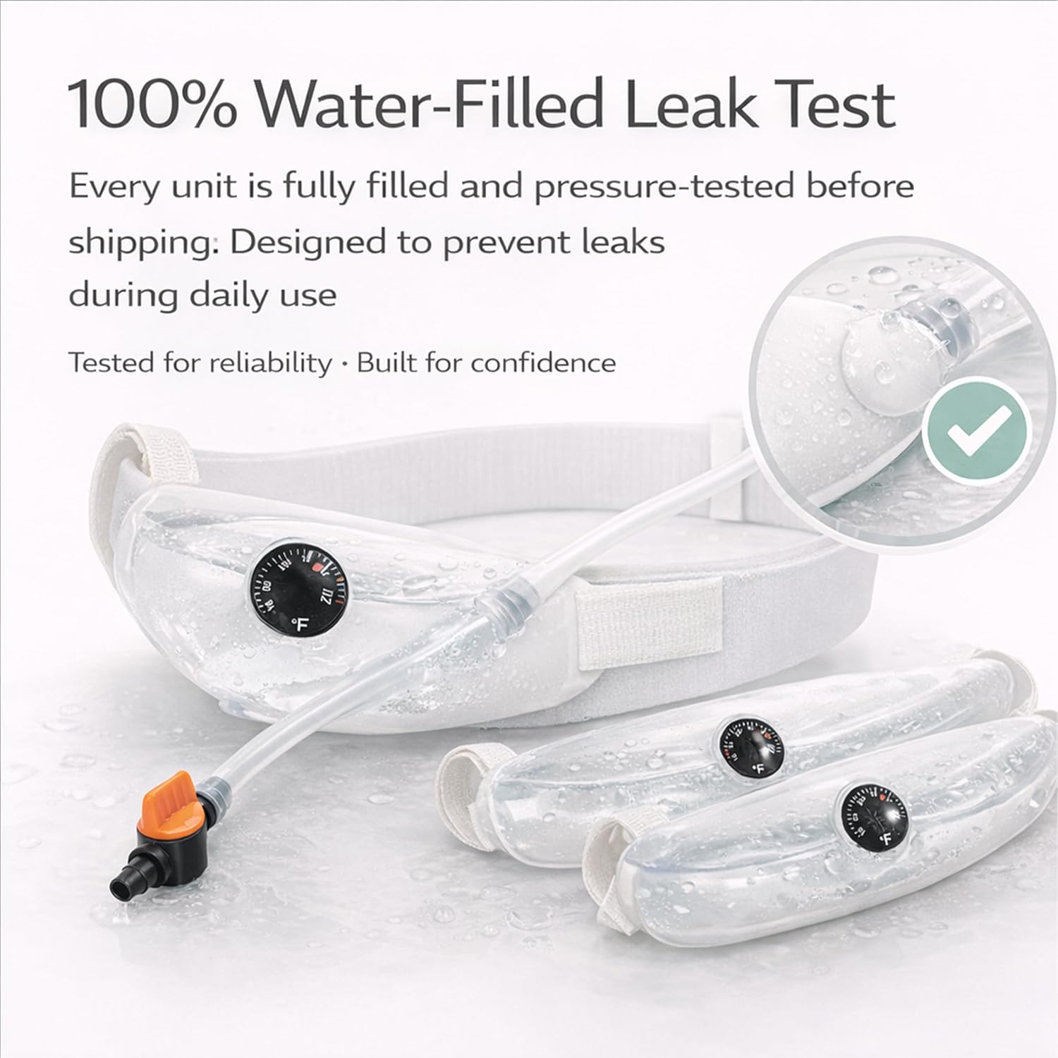 Urine Test Complete Kit – Hidden 2-4 oz Silicone Sample Bag with Adjustable Elastic Belt, No-Leak Seal, Body-Heat Retention, Built-in Mechanical Thermometer & Easy Rotary Valve Switch (L)