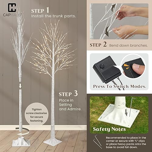 Miniatura 7 de CAPHAUS 468 pies, 487296 pulgadas, juego de 3 abedules preiluminados de color blanco completo con 4872132 luces LED, árbol de ramita blanca
