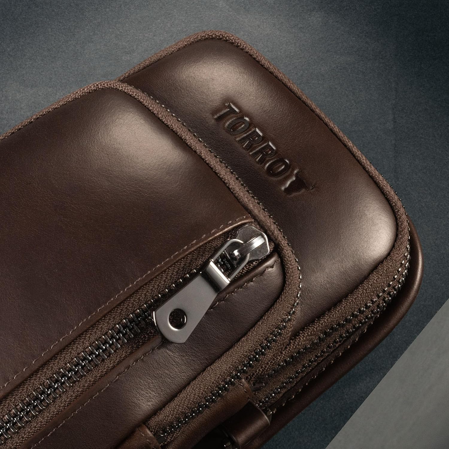 TORRO Leather Phone Case – Genuine leather shoulder bag with adjustable landyard strap and secure zipped compartments