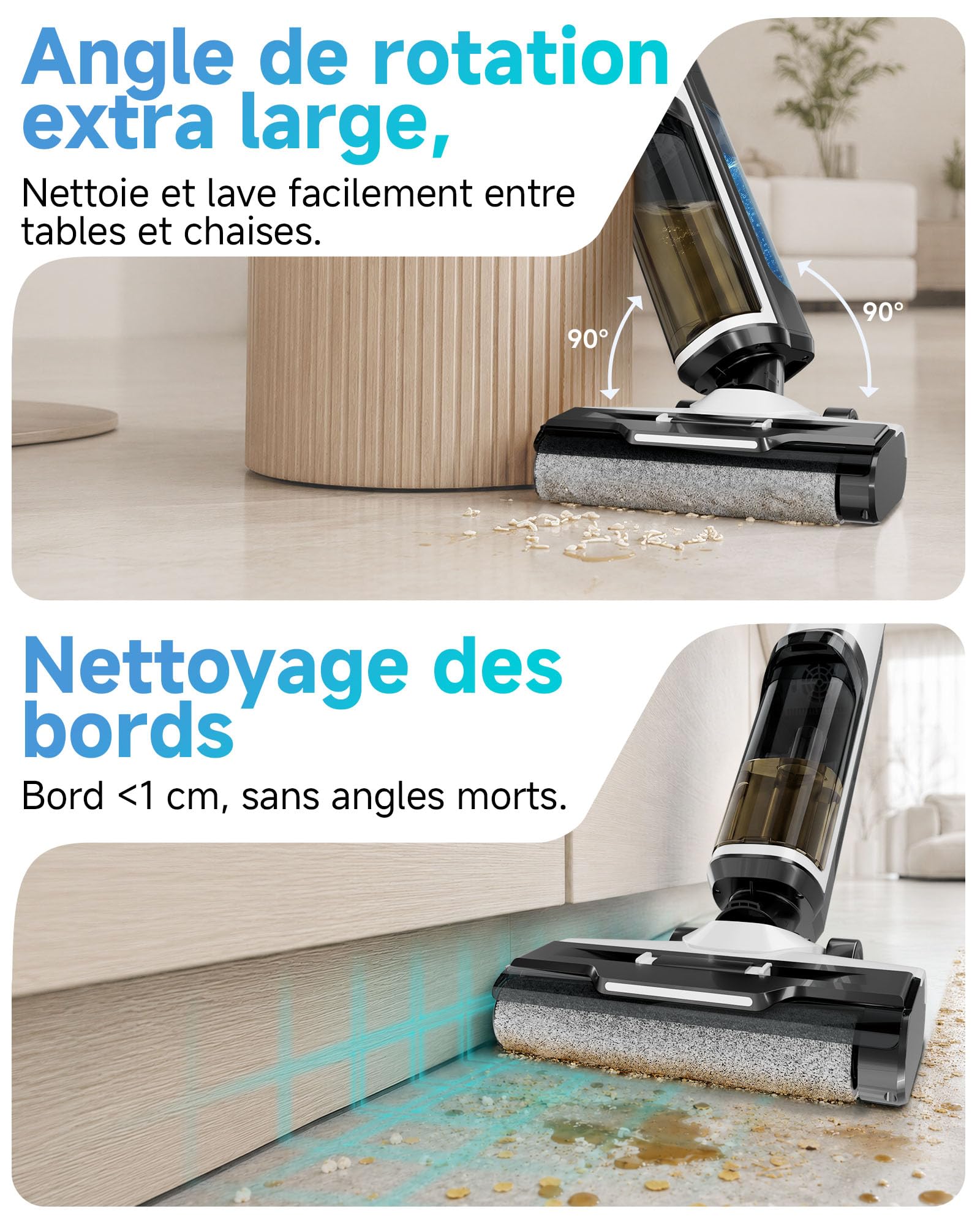 Hearten Aspirateur Laveur 25000Pa à Eau Électrolysée, avec Guidage Vocal.
