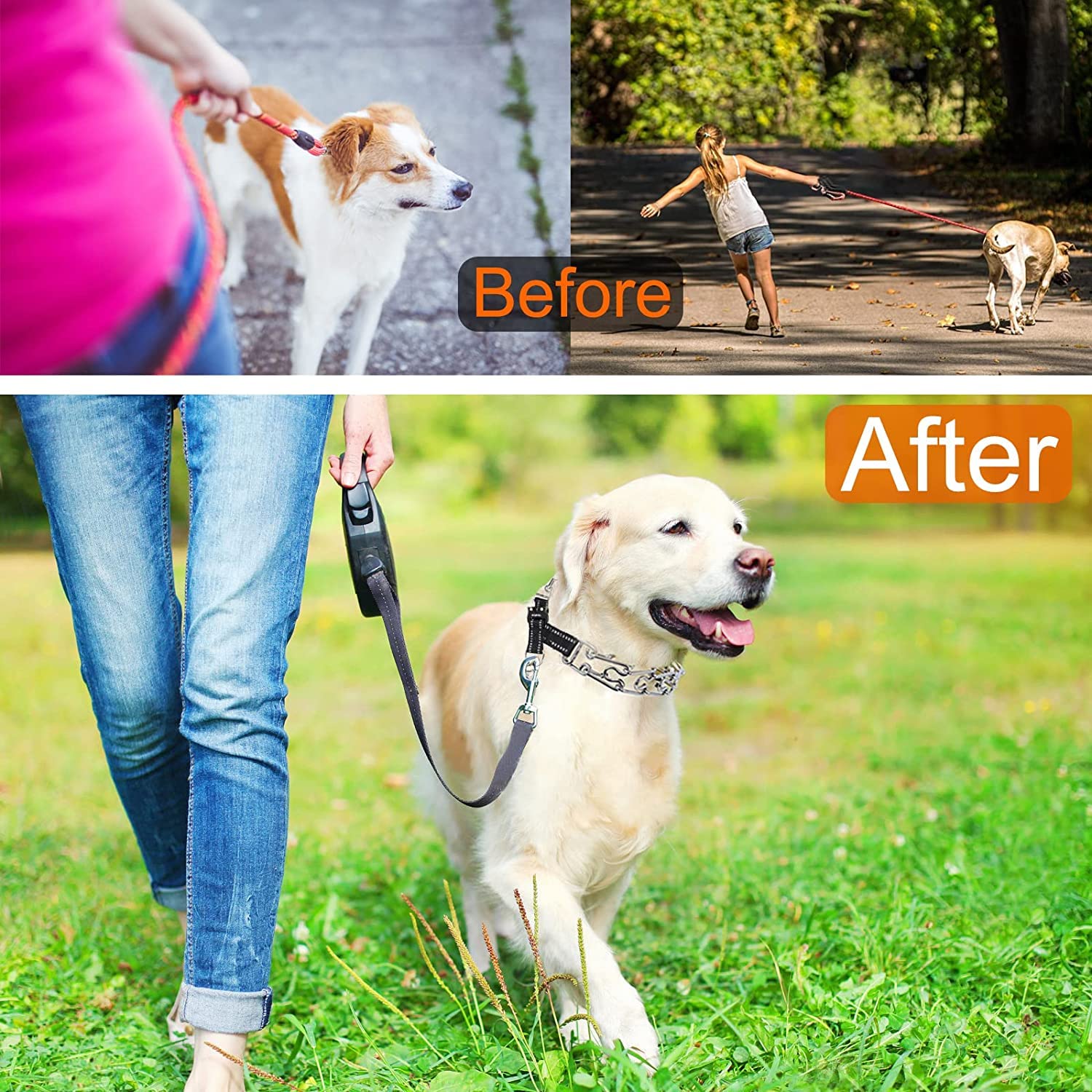JIPIMON Pinch Collar for Dogs Adjustable Dog Training Collar with Comfortable Rubber Tip and Quick Release Buckle for Small Medium Large Dogs (Medium, Black)