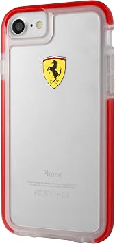 Ferrari Hard Case for iPhone 7 and iPhone 8 Shockproof - Transparent Red