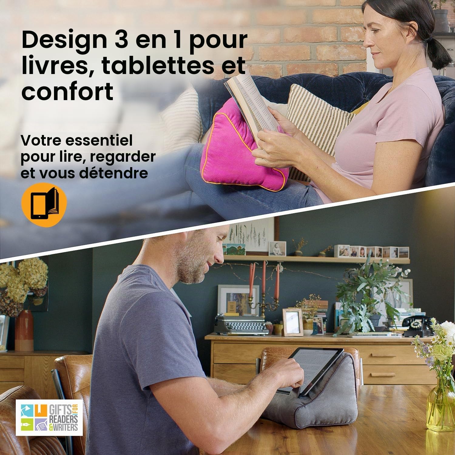 Support iPad Book Couch | Support Universel pour Tablette | Porte-Livre | Coussin de Lecture | Lecture au Lit, à la Maison | Compatible avec Téléphones, Liseuses