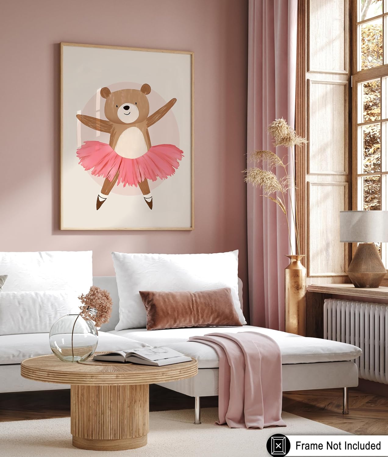 Poster Master Ballerina Bear Print - Cute Nursery Poster - Whimsical Bear Art - Pastel Color Wall Design - Chic Girl's Room Art - Boho Kid's Room or Nursery Decor - 8x10 UNFRAMED Wall Art