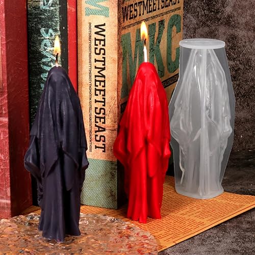 Miniatura 3 de Molde de vela de Halloween para hacer velas, molde de silicona para fundición de resina epoxi, decoración de arcilla polimérica de yeso (fantasma
