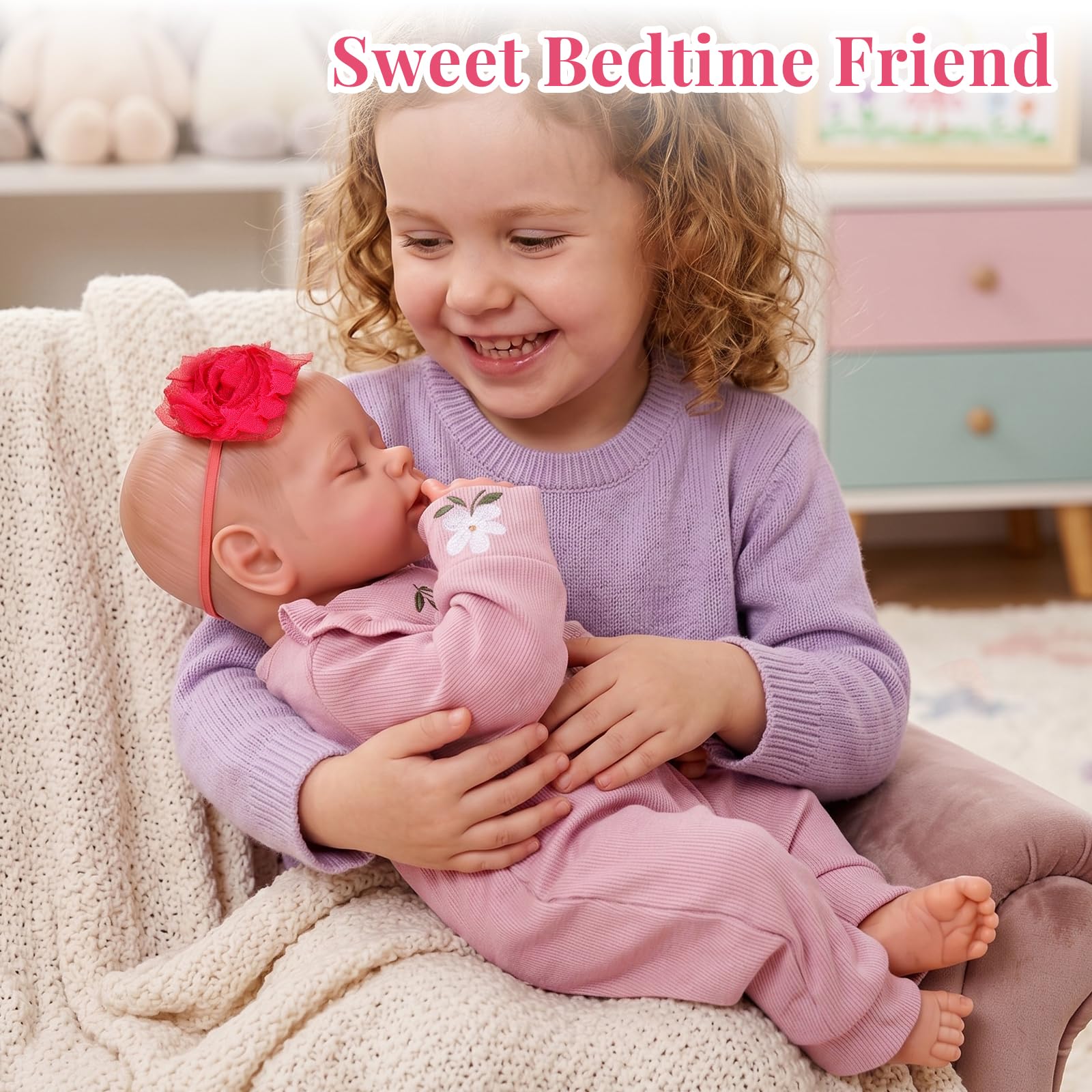 JIZHI Bambole Reborn - 20 Pollici Bambola Femmina In Silicone - Neonato Addormentato Con Vestiti e Accessori Giocattolo Per Bambini 3+ Anni