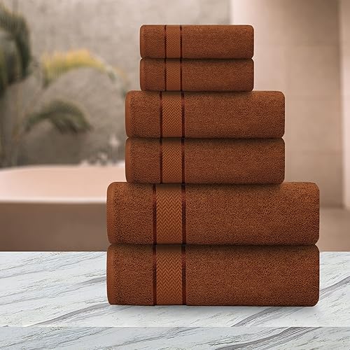 Miniatura 3 de Juego de toallas de baño, 100% algodón, 2 toallas de baño, 2 toallas de mano y 2 toallas pequeñas, de secado rápido, absorbentes, felpa, suave,