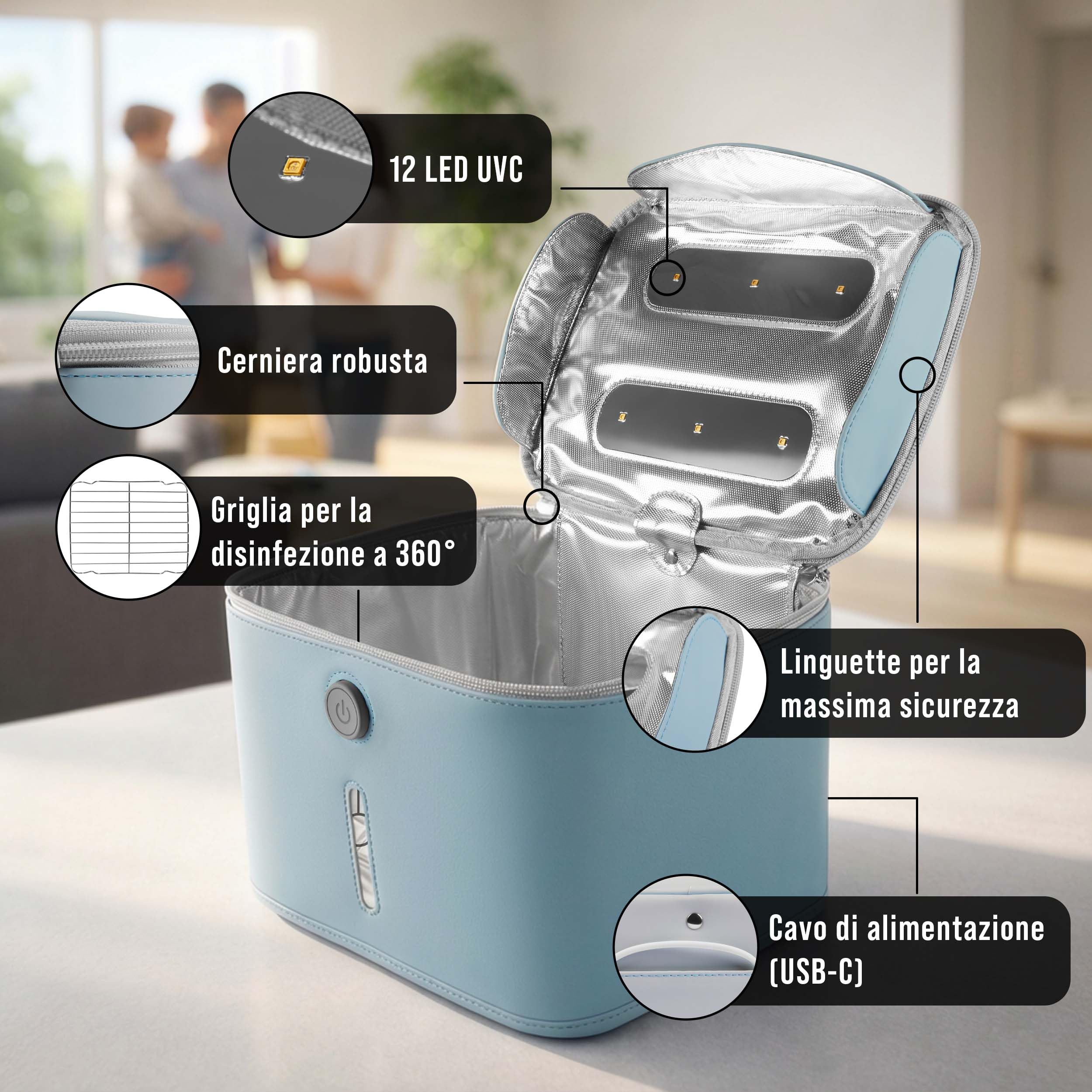 Pulox Borsa di disinfezione UVC - Sterilizzatore UV portatile per una sterilizzazione rapida al 99,9% in 3 minuti