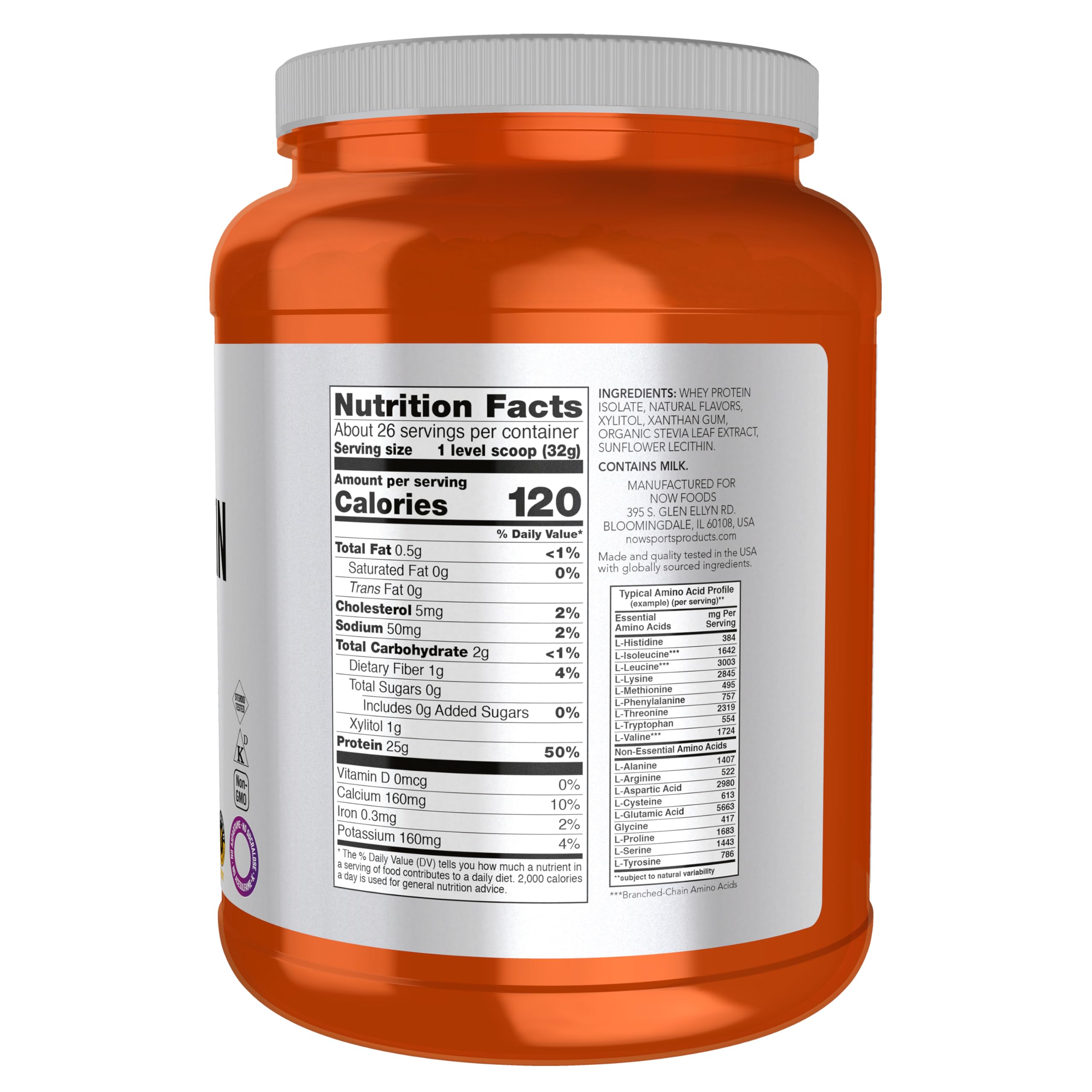 NOW Sports, Whey Protein Isolate 25 g With BCAAs, Vanilla Flavor 1.8 lbs — Amazon image 2