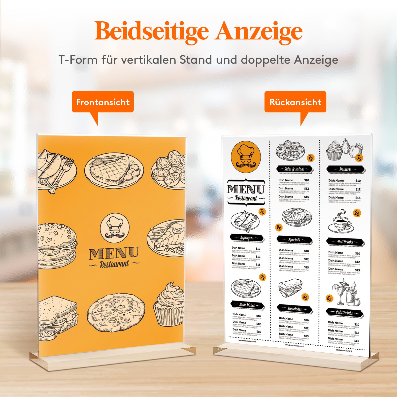Lifewit 6 Pack Aufsteller A4, Acryl Tischaufsteller Schilderhalter, Vertikaler doppelseitiger Ständer, Klarer Tischschildhalter, Flyer Display für Empfang Büro Geschäft Restaurant Hotel, 30 x 21 cm
