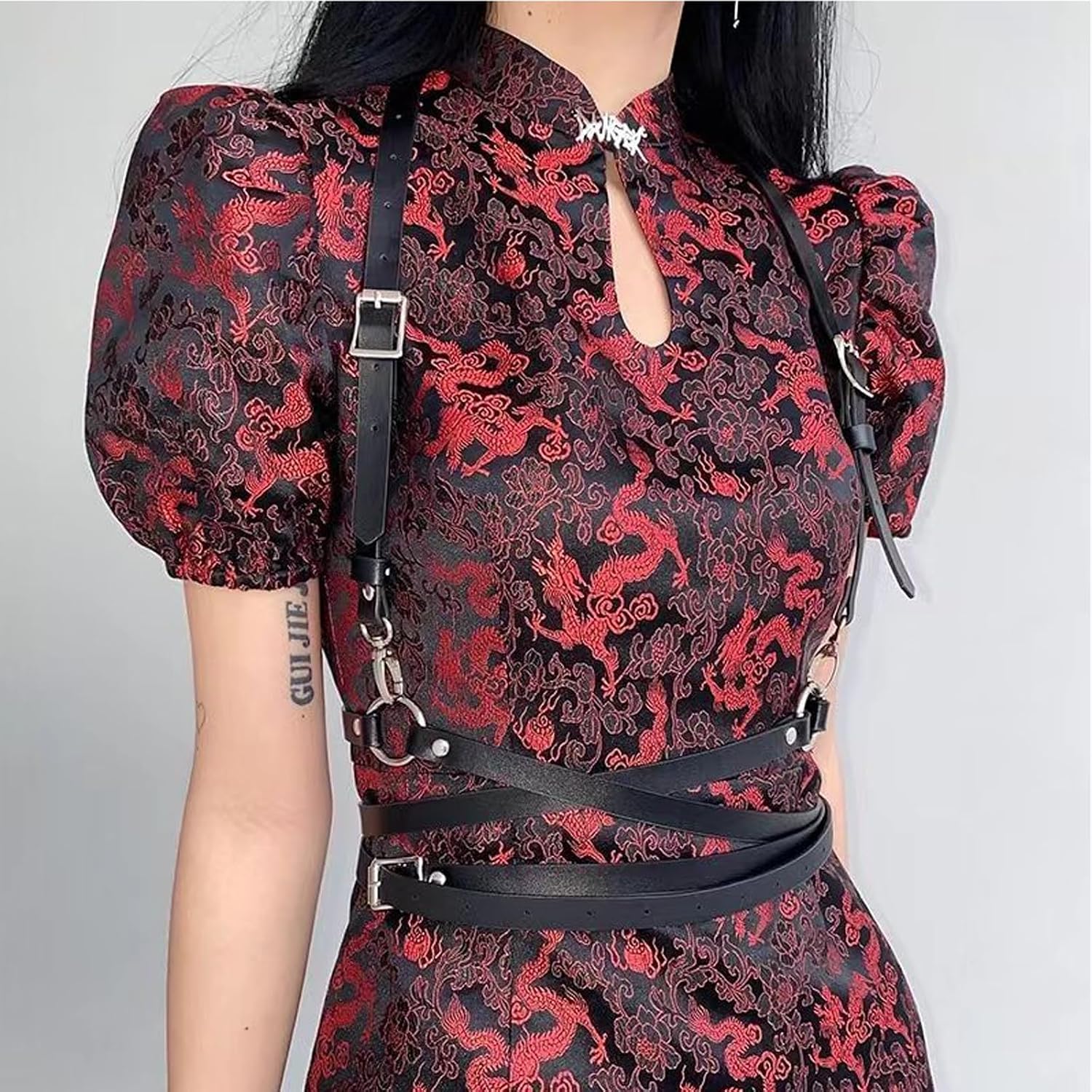 Punk Belt Black Pu Leather Harness Belt for Women Goth Body Adjustable Waist Belts Rave Halloween Dresses Party Accessories