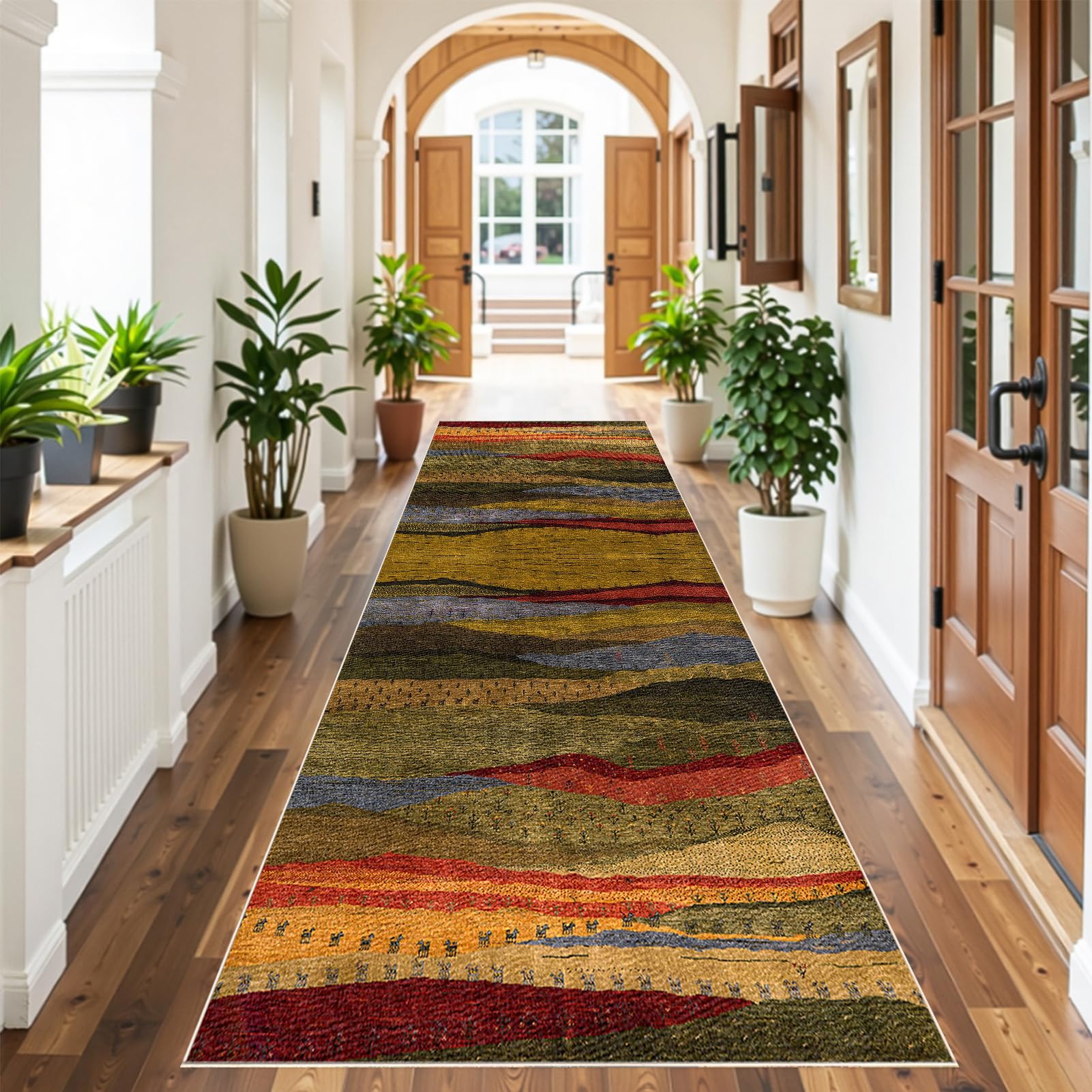 Runner Rugs For Hallway, Kitchen Runners Non Slip Washable Carpet Runners Long Absorbent Hall Runners For Hallway Entryway Corridor Bedroom Door Mat Floor Carpet for Entrance Narrow Rug 90 x 120 cm