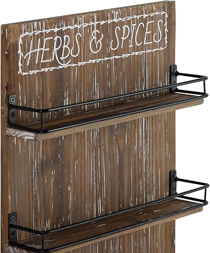 Miniatura 6 de Estante para especias de montaje en pared, organizador de madera marrón de 3 niveles, despensa de cocina, soporte de almacenamiento para ahorrar