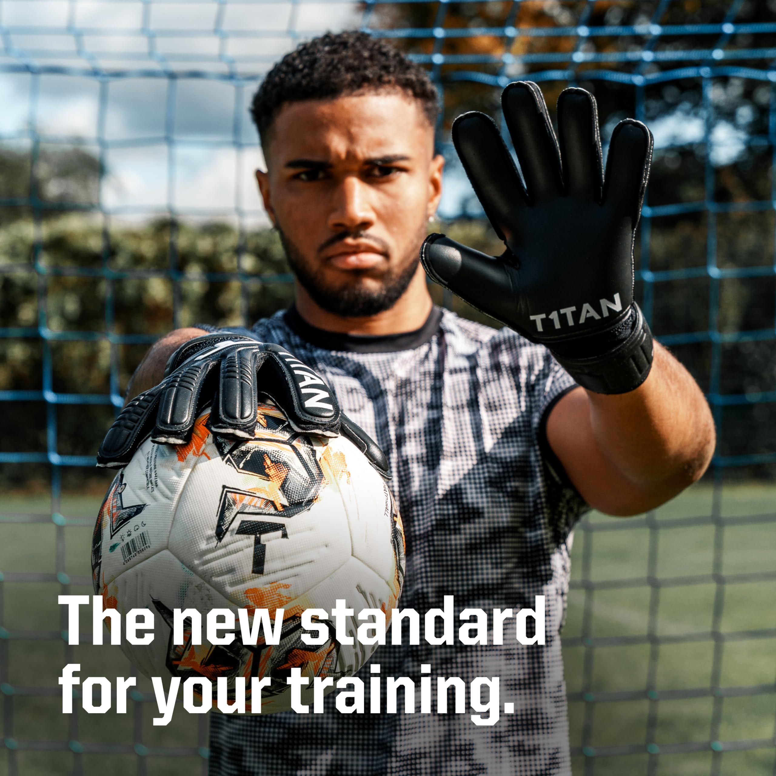 T1TAN Classic 1.0 Black-out - Guantes de Portero - sin protección para los Dedos - Guantes de fútbol para porteros - Talla 10