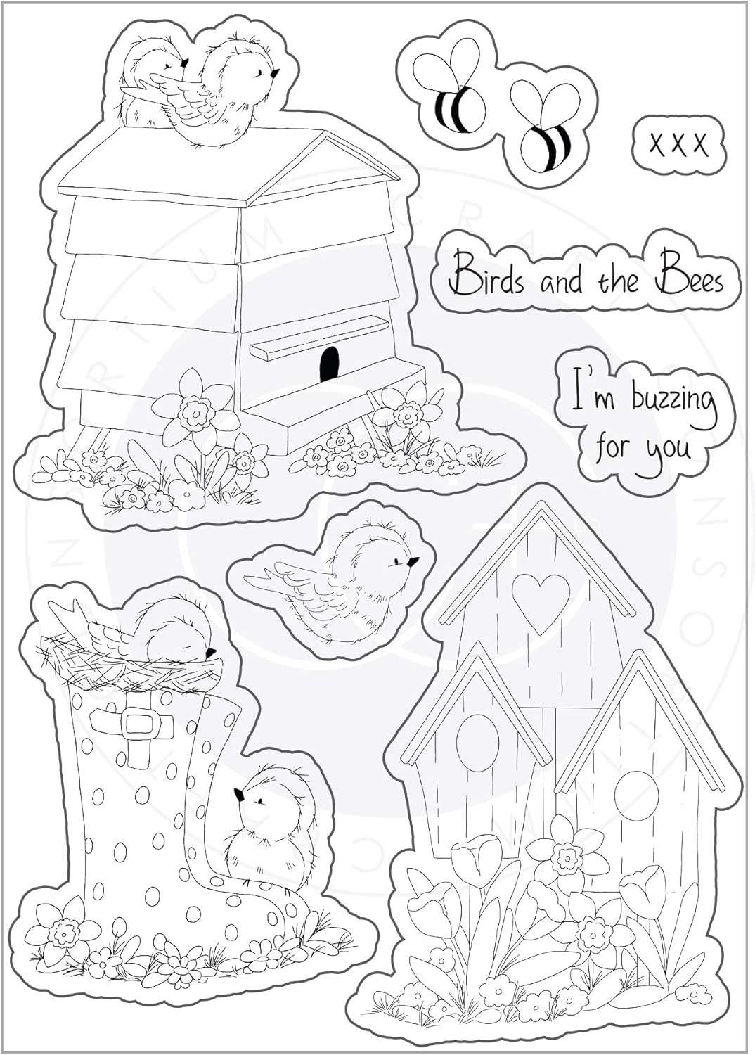 CRAFT CONSORTIUM LTD CCSTMP031 コテージガーデンスタンプ 鳥 蜂