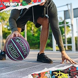 AND1 Fantom Rubber Basketball: Official Regulation Size 7 (29.5 inches) - Deep Channel Construction Streetball, Made for Indoor Outdoor Basketball Games