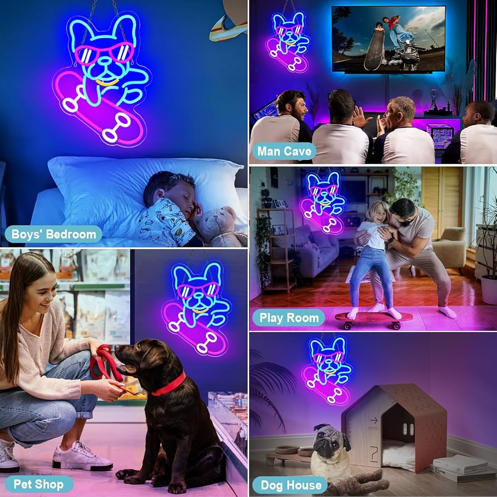 Amazon.co.jp: 犬用ネオンサイン スケートボード ネオンサイン