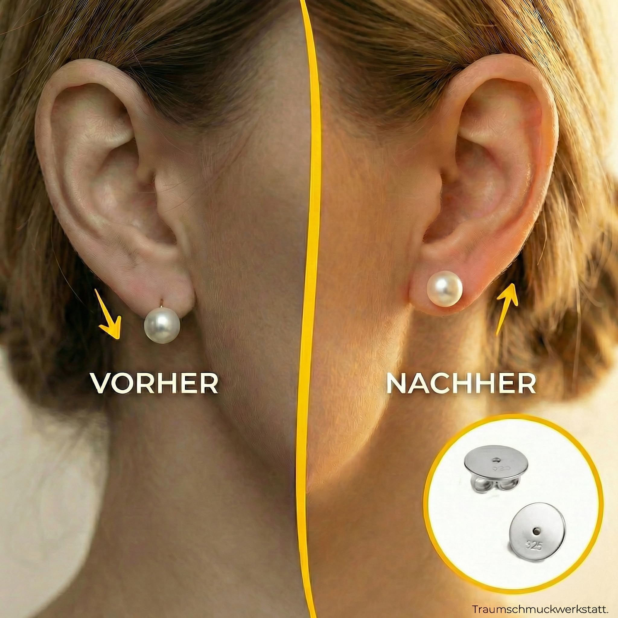 Ohrmutter Silber 925, 8 mm XL, für große Ohrlöcher und schwere Ohrstecker
