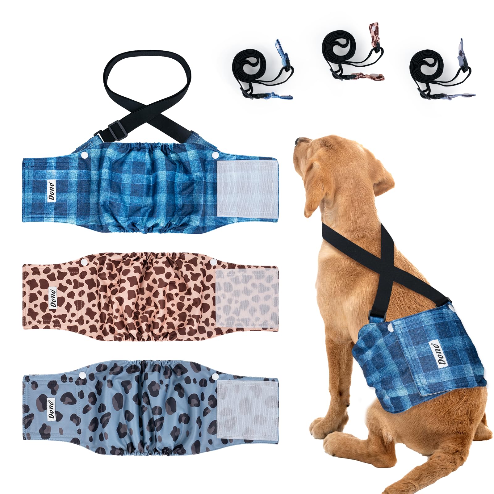Pau00f1ales Para Perros Dono Disposable Dog Nappies Male With Anti-slip Fastener,Disposable Male Dog Belly Bands, Male Dog Incontinence Wraps,Super- Absorbent & Leak-proof,Blue (XS-36PCS Disposable Dog Diapers Male