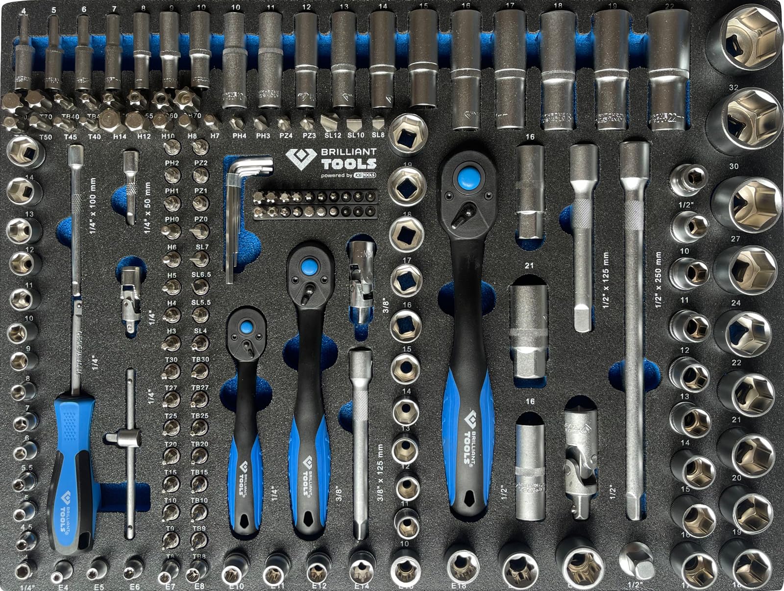 BRILLIANT TOOLS BT153347 Werkstattwagen mit 5 bestückten Schubladen mit 347 Werkzeugen [Powered by KS TOOLS]